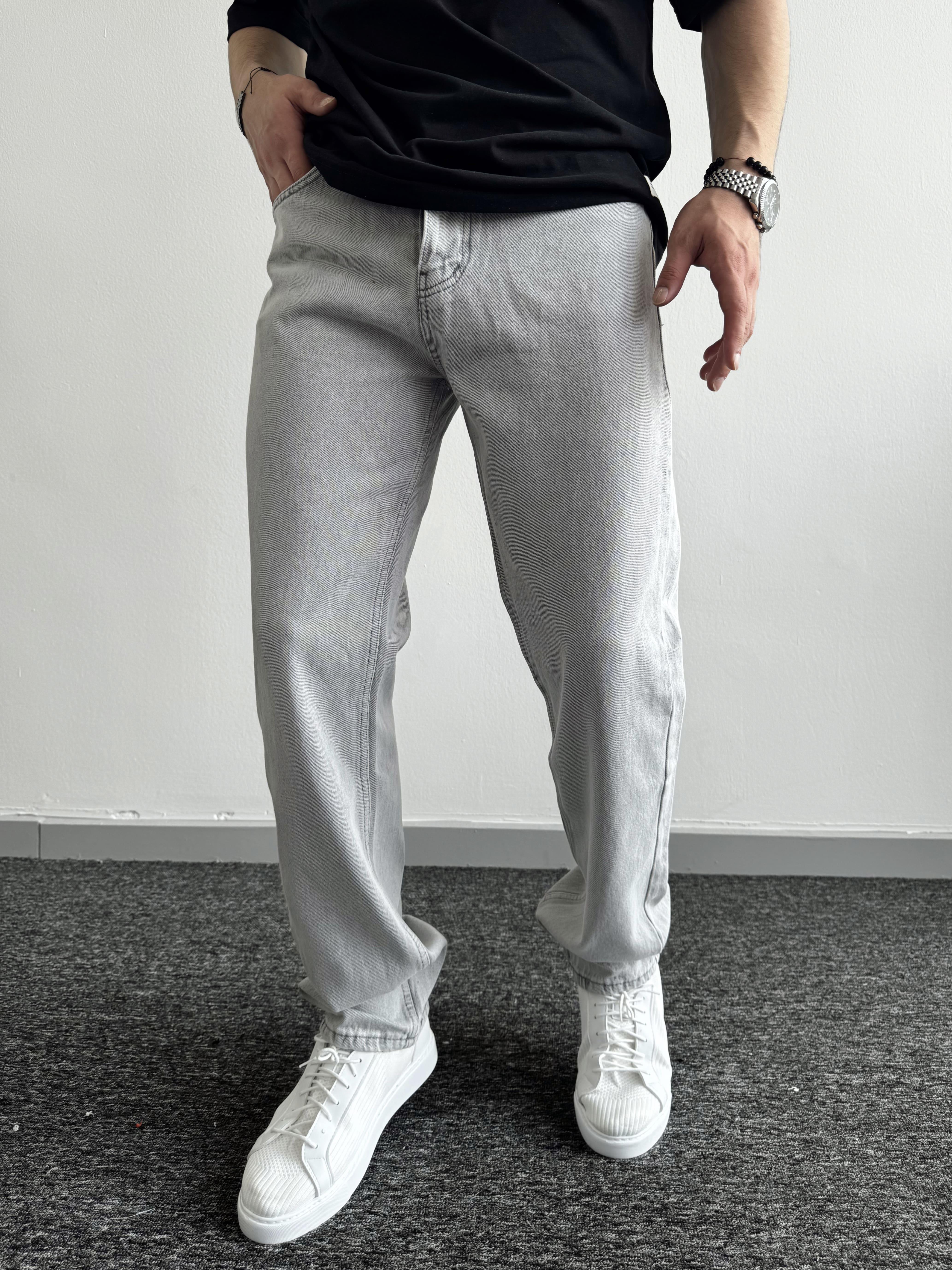 Erkek Baggy Rahat Kalıp Kot Pantolon Jean-Füme(E1005)Ketench