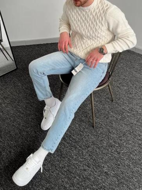 Erkek Boyfrend Rahat Regular Jeans-Açık Mavi(E1002)Ketench