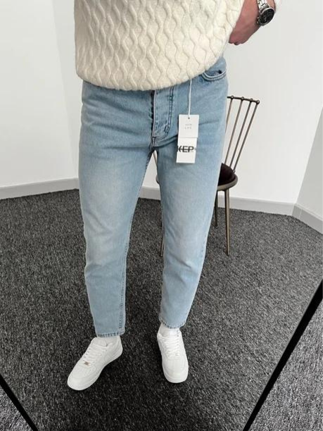 Erkek Boyfrend Rahat Regular Jeans-Açık Mavi(E1002)Ketench