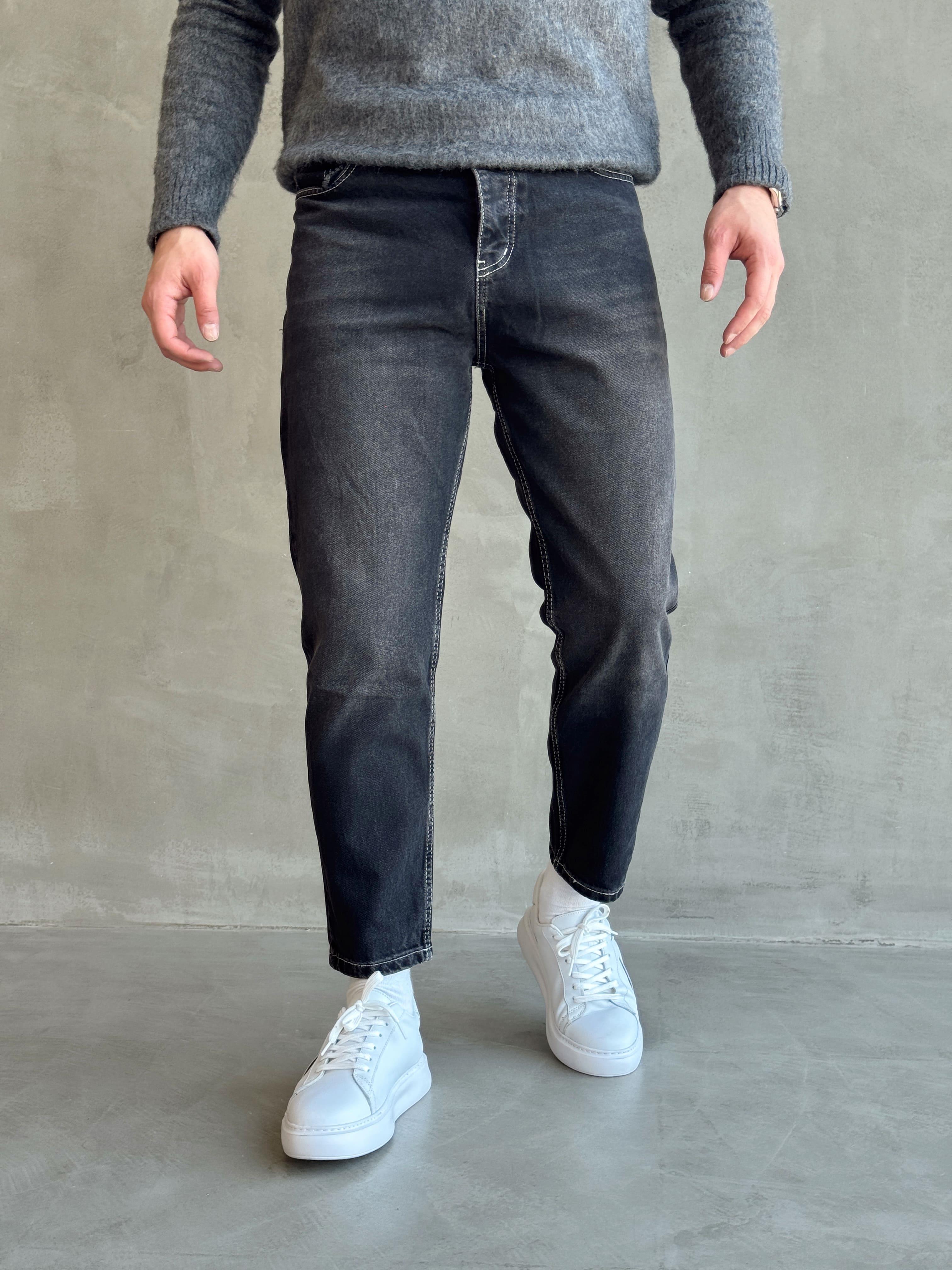 Erkek Boyfrend Rahat Regular Jeans-Beyaz Dikiş(E1002) TD:632-1Ketench