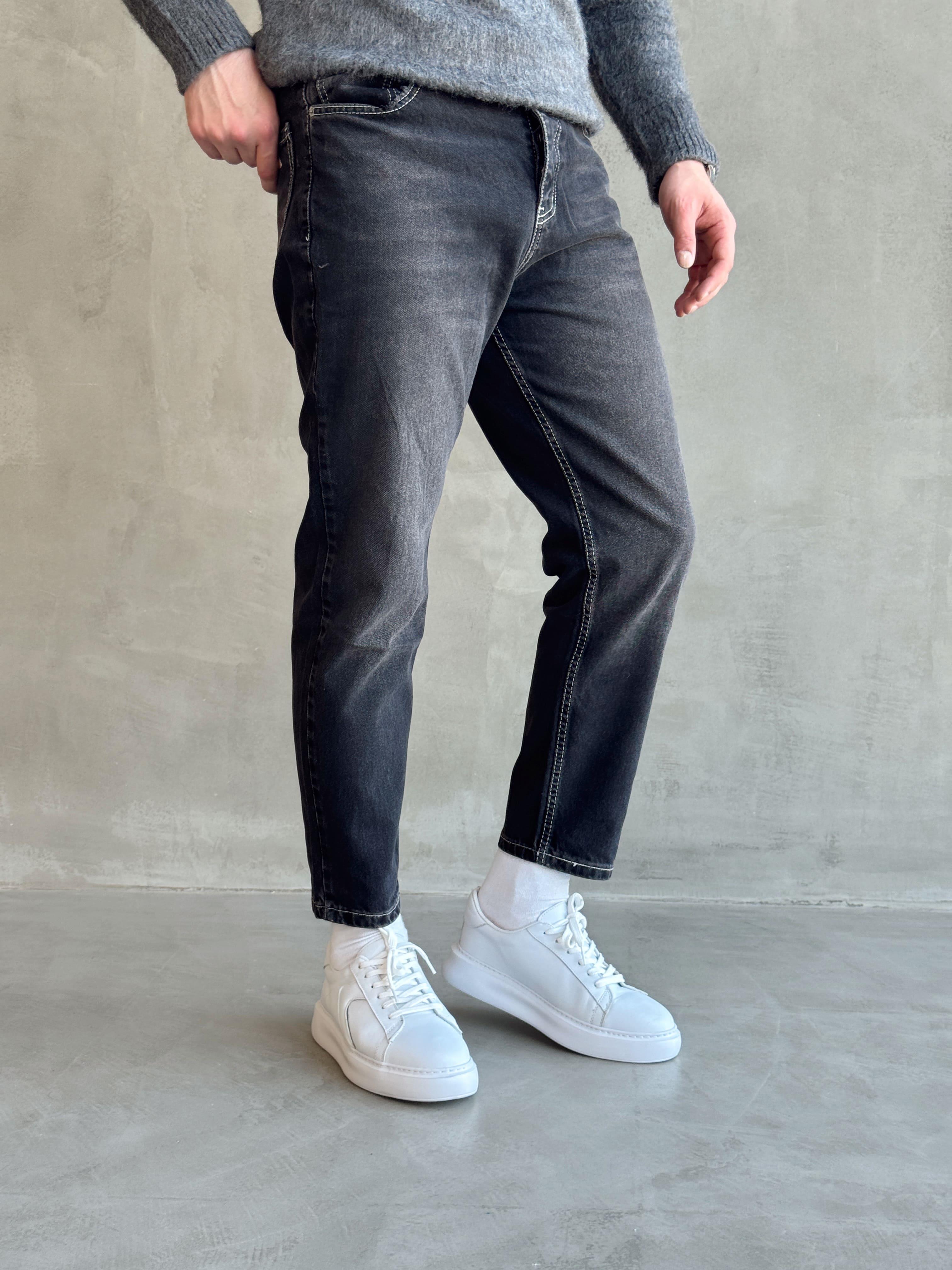 Erkek Boyfrend Rahat Regular Jeans-Beyaz Dikiş(E1002) TD:632-1Ketench