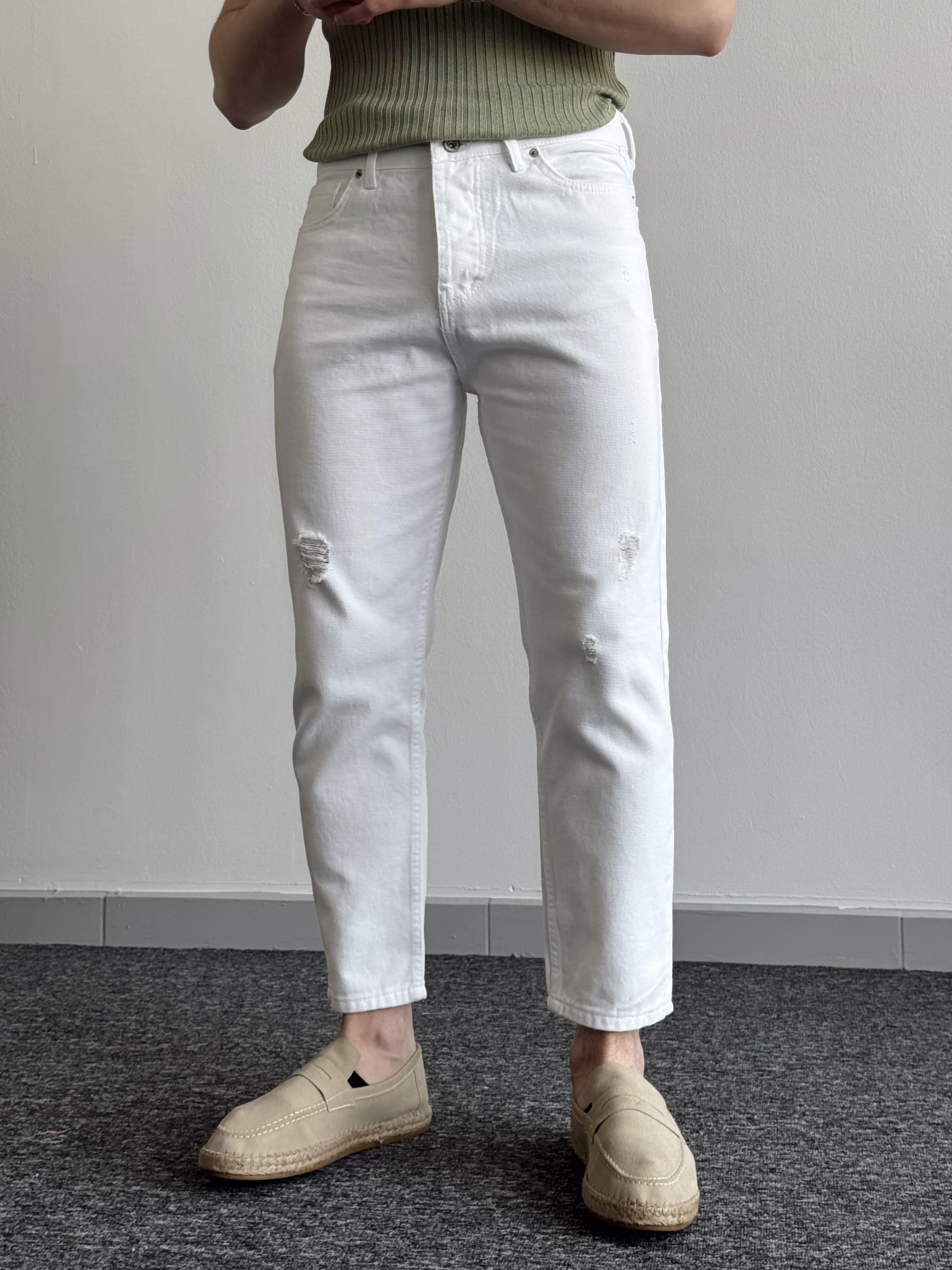 Erkek Boyfrend Rahat Regular Jeans-Beyaz(E1002)Ketench