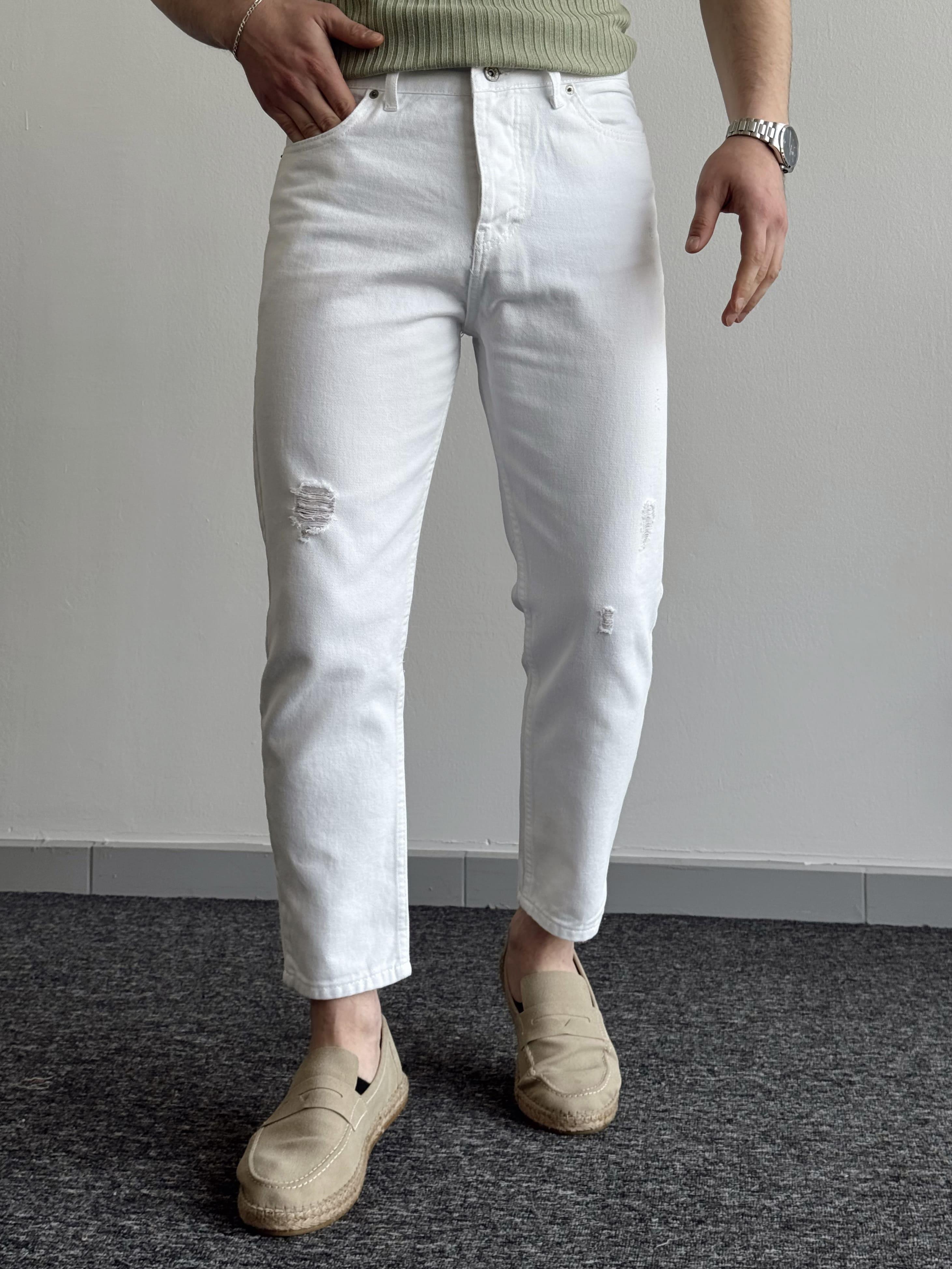 Erkek Boyfrend Rahat Regular Jeans-Beyaz(E1002)Ketench