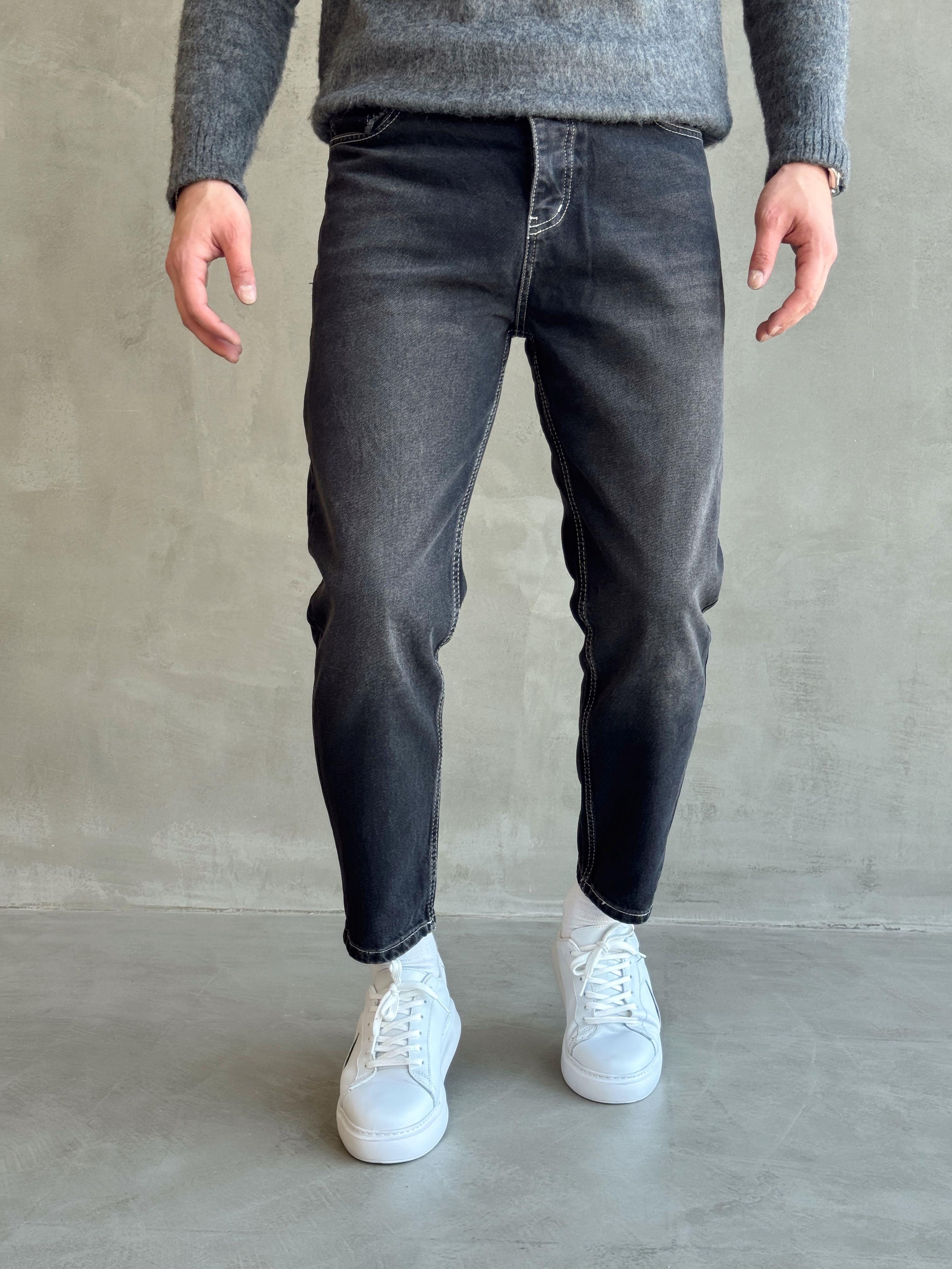 Erkek Boyfrend Rahat Regular Jeans-Beyaz Dikiş(E1002) TD:632-1Ketench