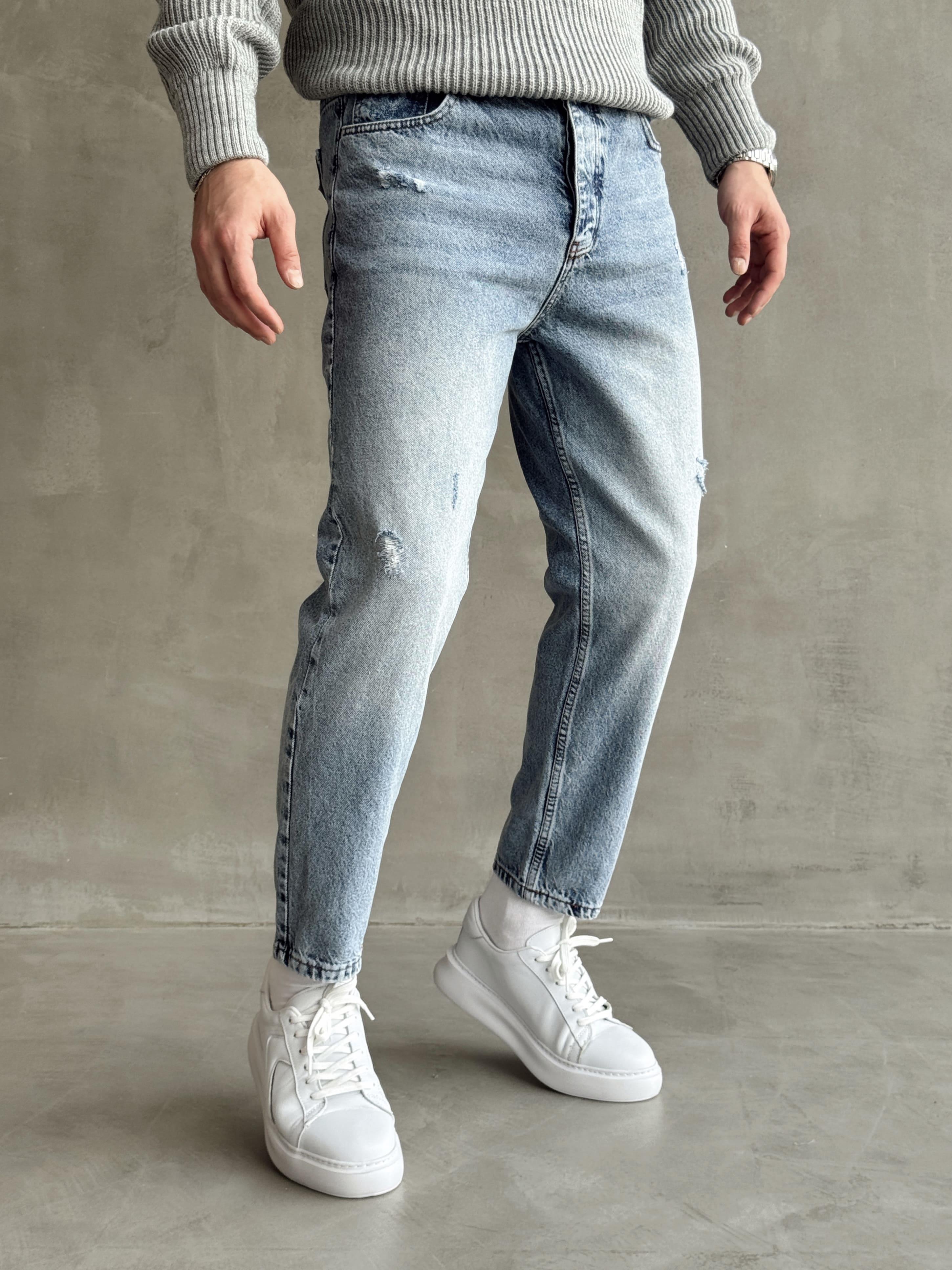 Erkek Boyfrend Rahat Regular Jeans-Denim Blue(E1002) TD:277-1Ketench