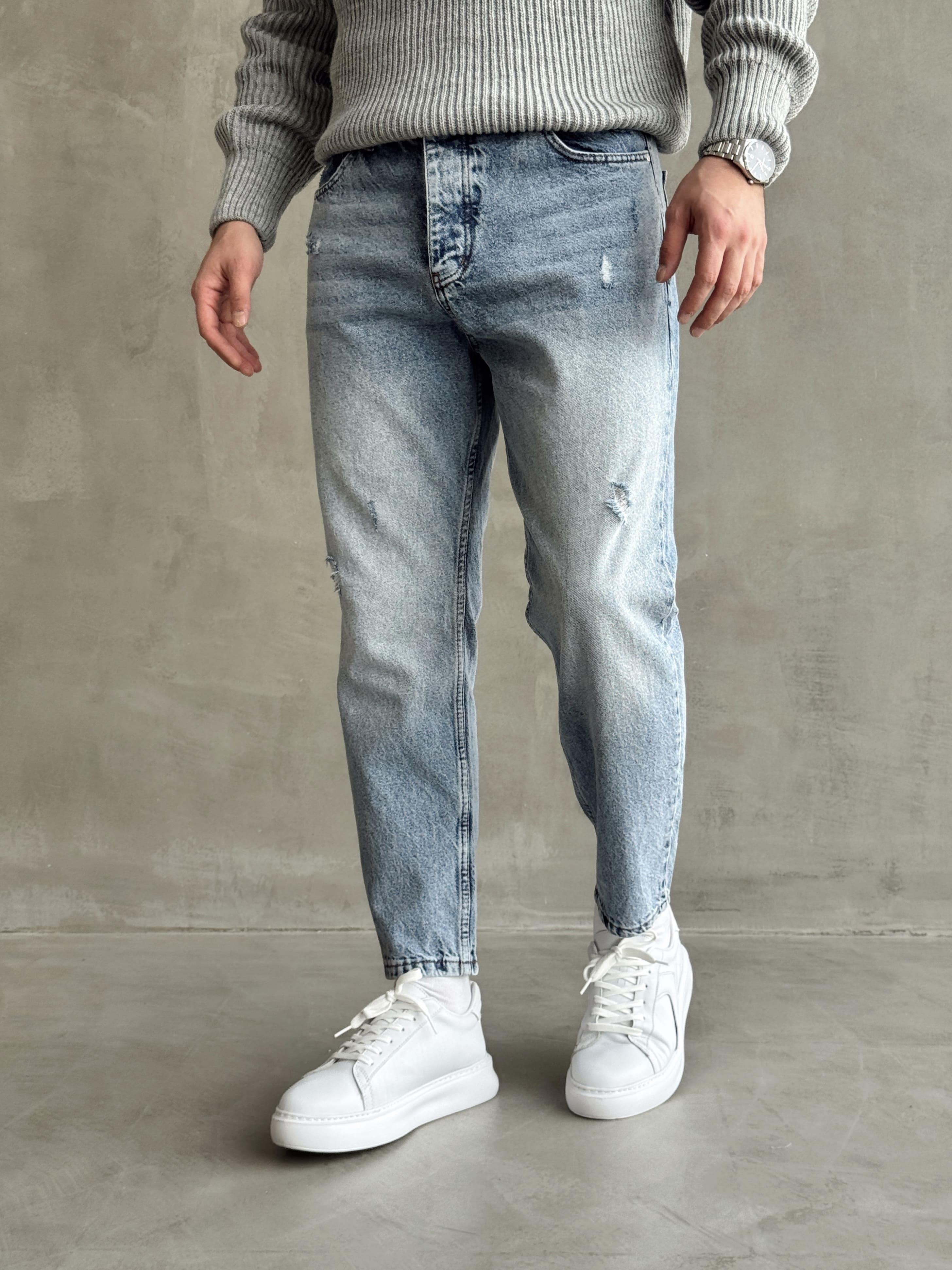Erkek Boyfrend Rahat Regular Jeans-Denim Blue(E1002) TD:277-1Ketench
