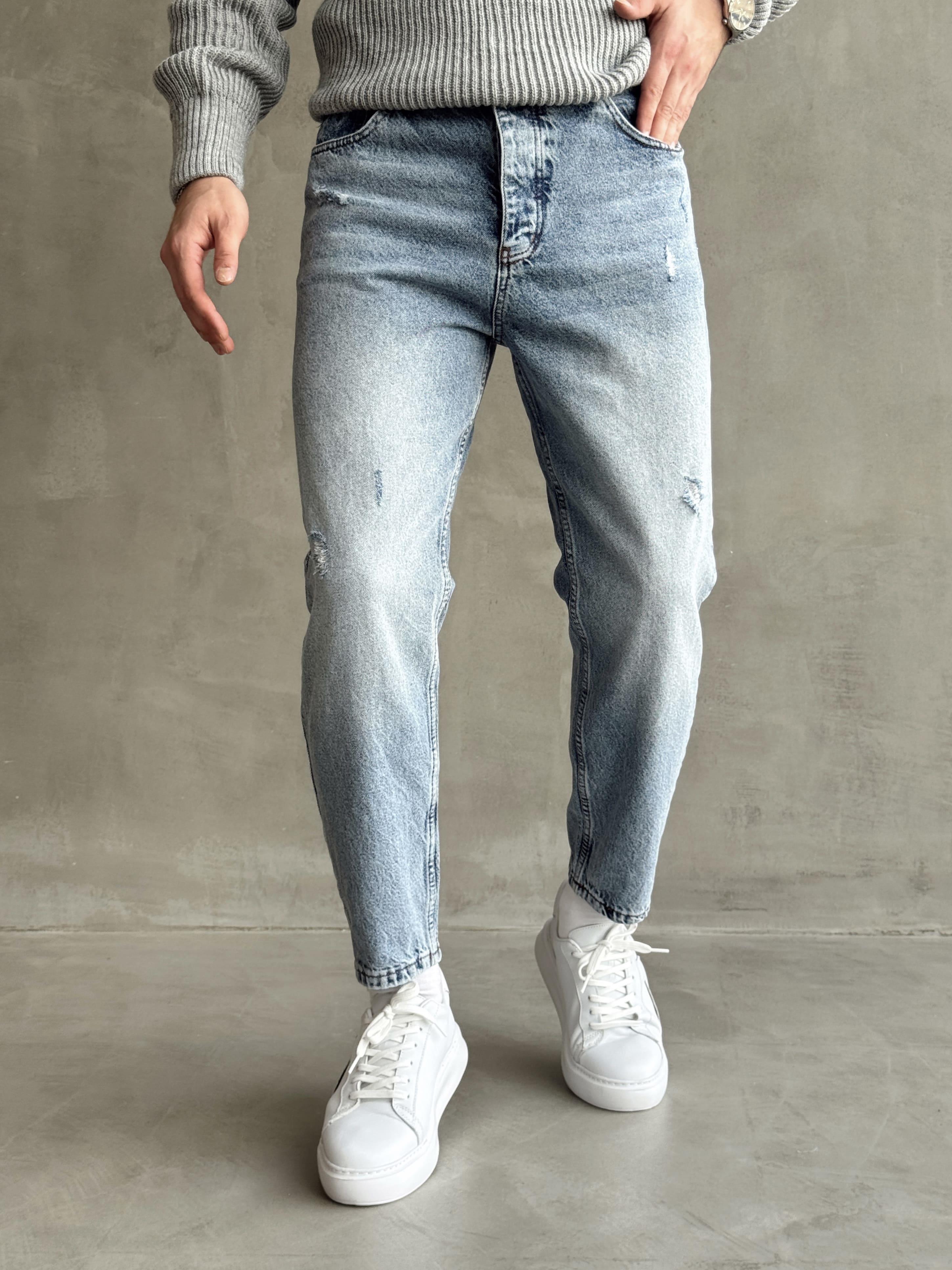 Erkek Boyfrend Rahat Regular Jeans-Denim Blue(E1002) TD:277-1Ketench