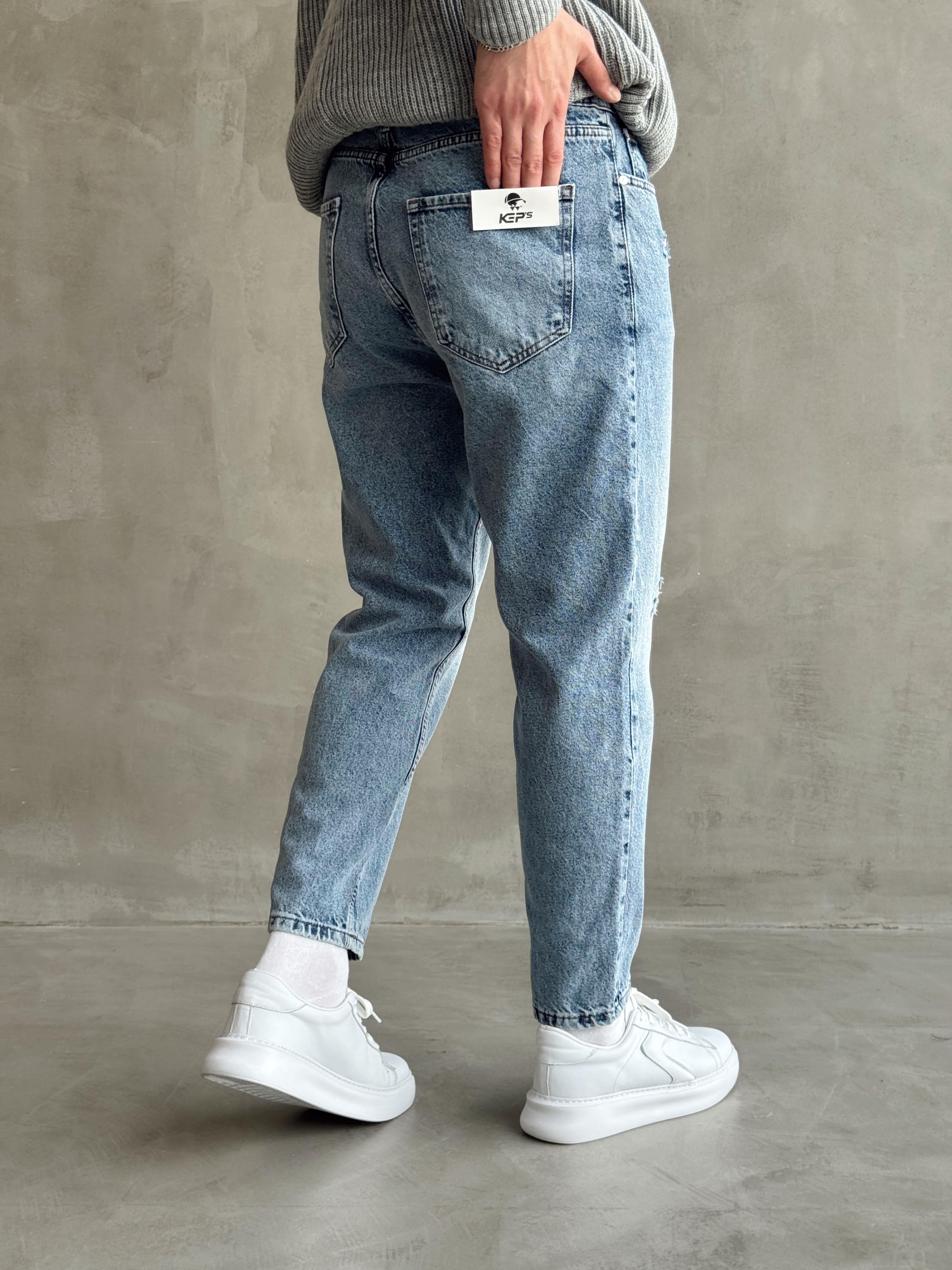 Erkek Boyfrend Rahat Regular Jeans-Denim Blue(E1002) TD:277-1Ketench