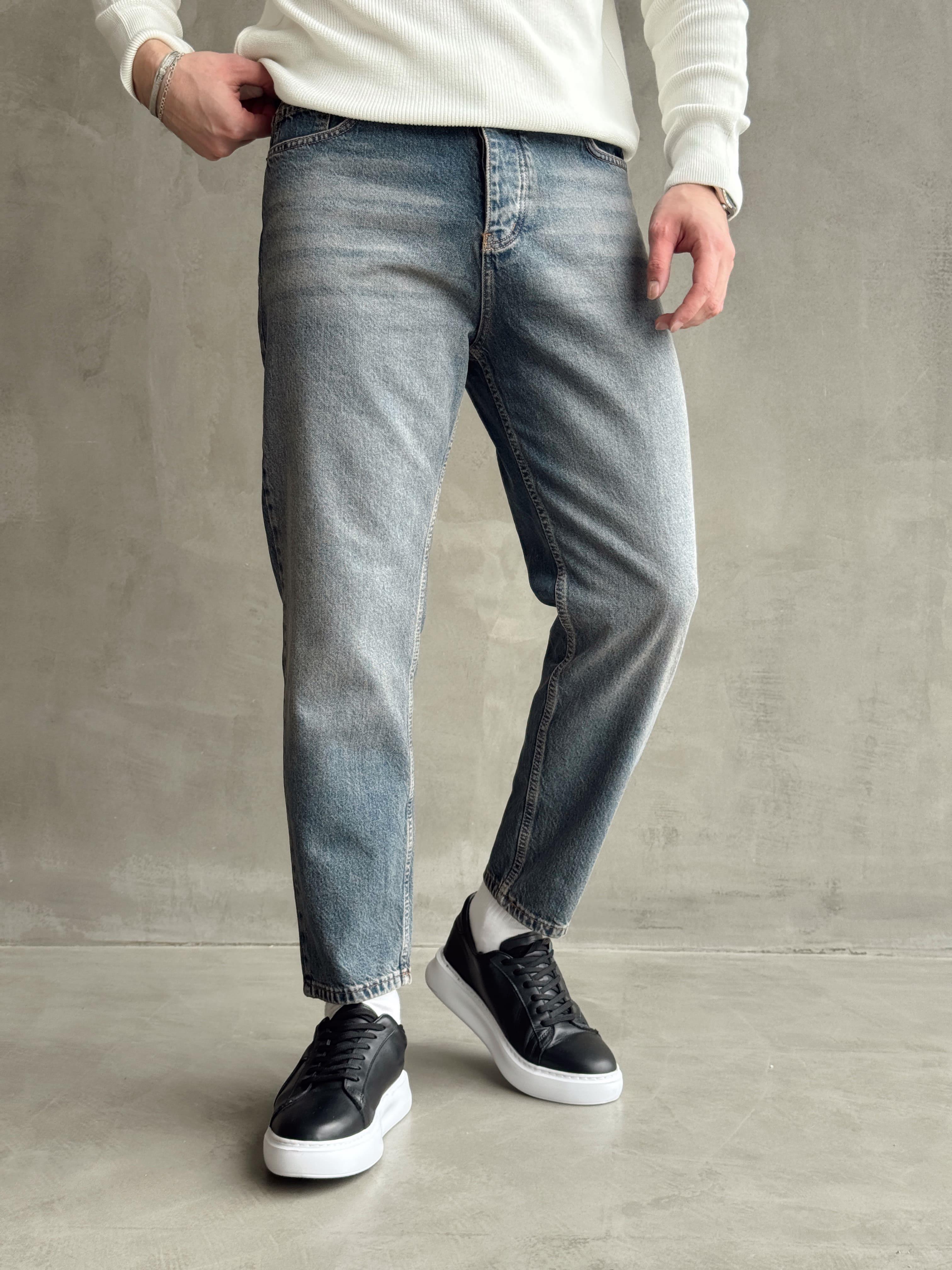 Erkek Boyfrend Rahat Regular Jeans-Eskitme(E1002) TD:970Ketench