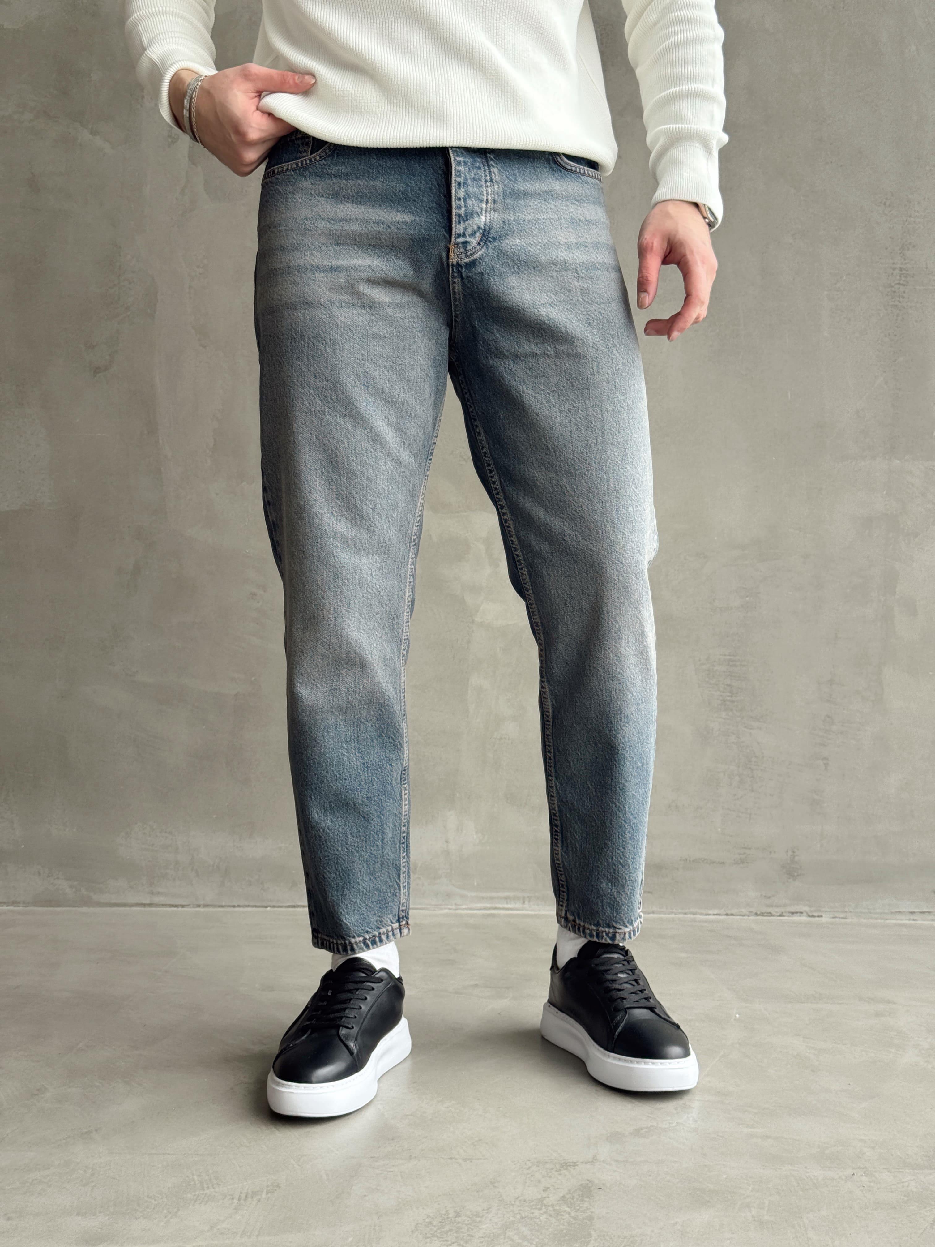 Erkek Boyfrend Rahat Regular Jeans-Eskitme(E1002) TD:970Ketench