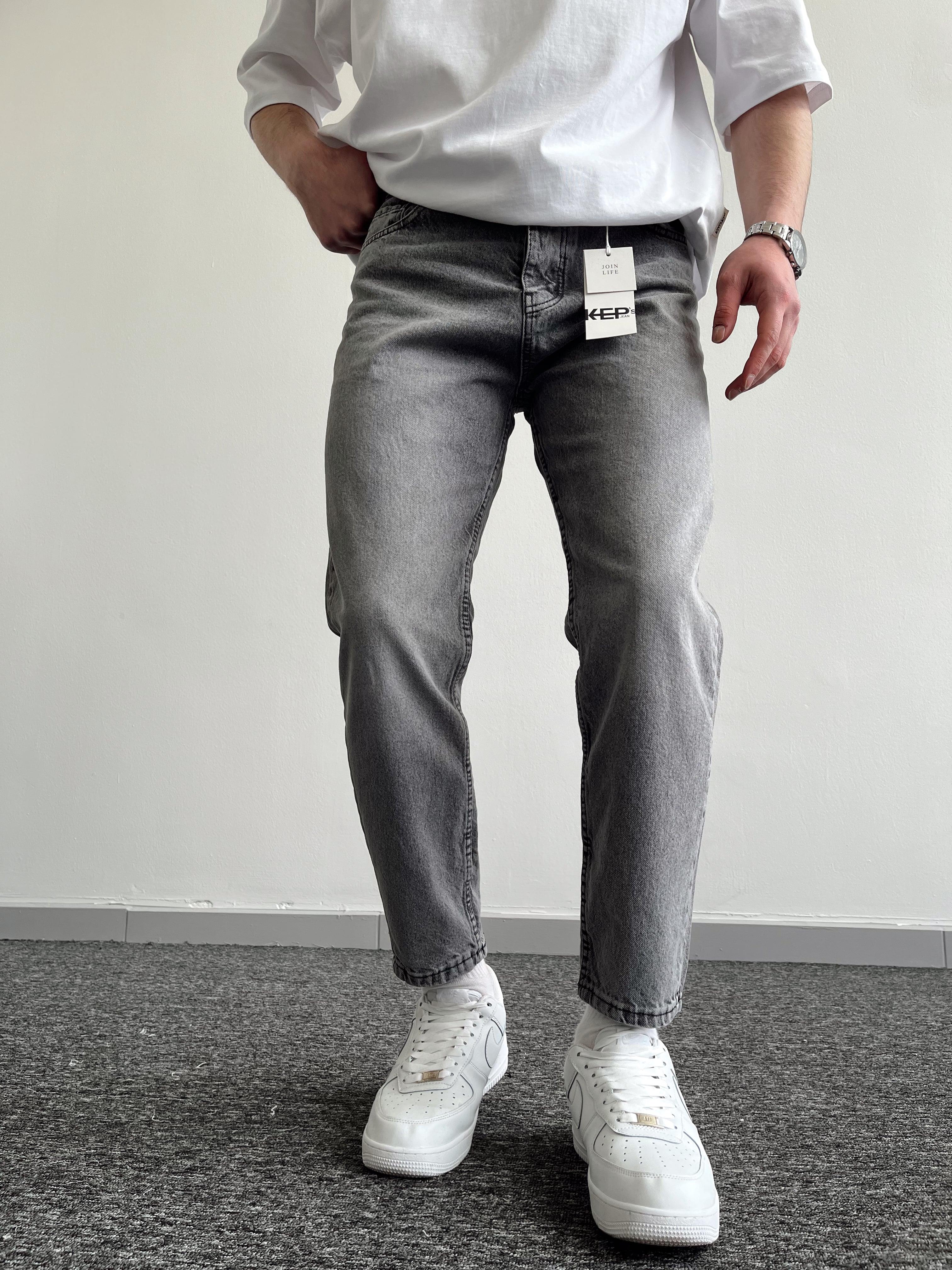 Erkek Boyfrend Rahat Regular Jeans-Füme(E1002)Ketench