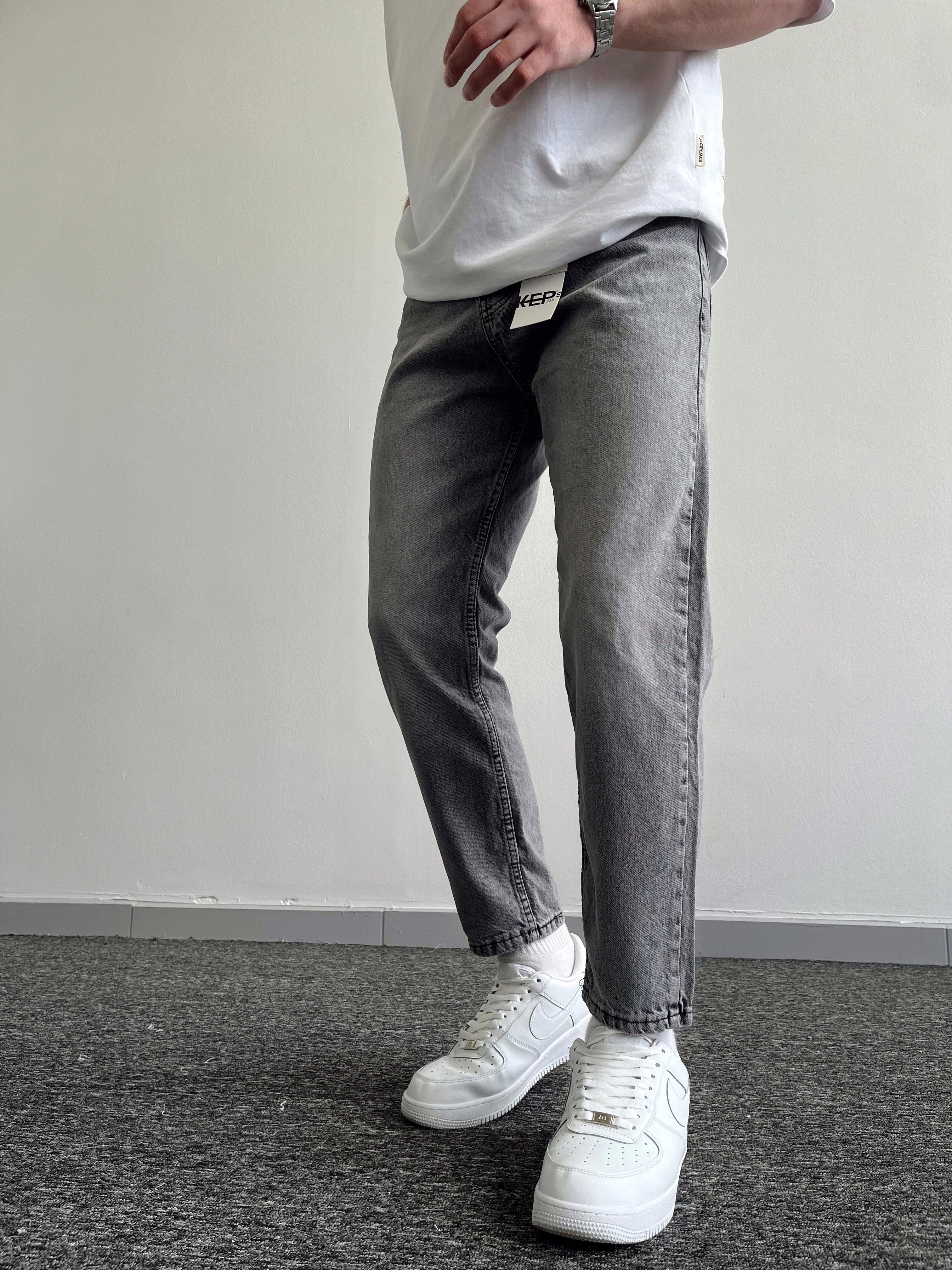 Erkek Boyfrend Rahat Regular Jeans-Füme(E1002)Ketench