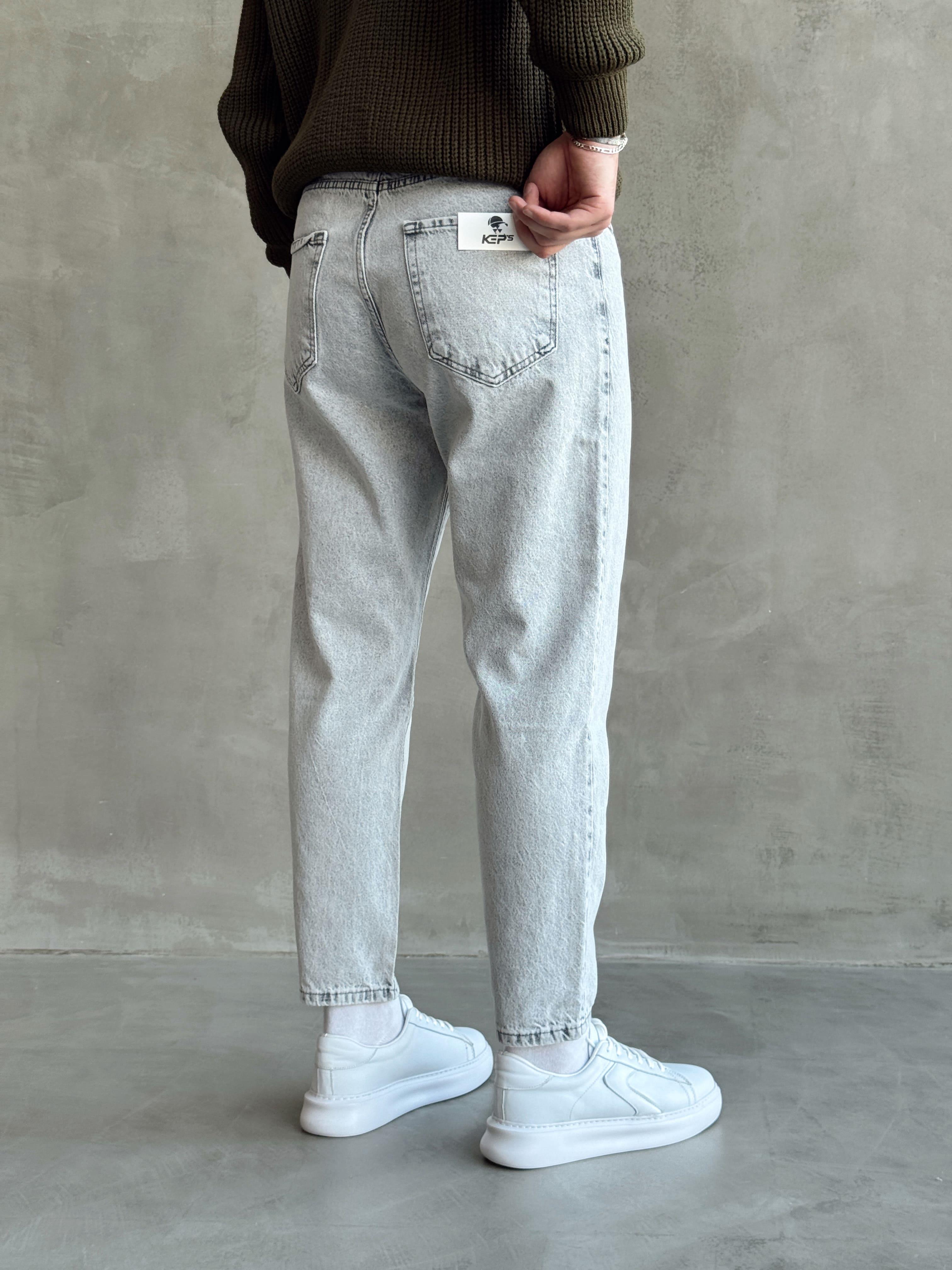 Erkek Boyfrend Rahat Regular Jeans-Gri(E1002) TD:748-1Ketench