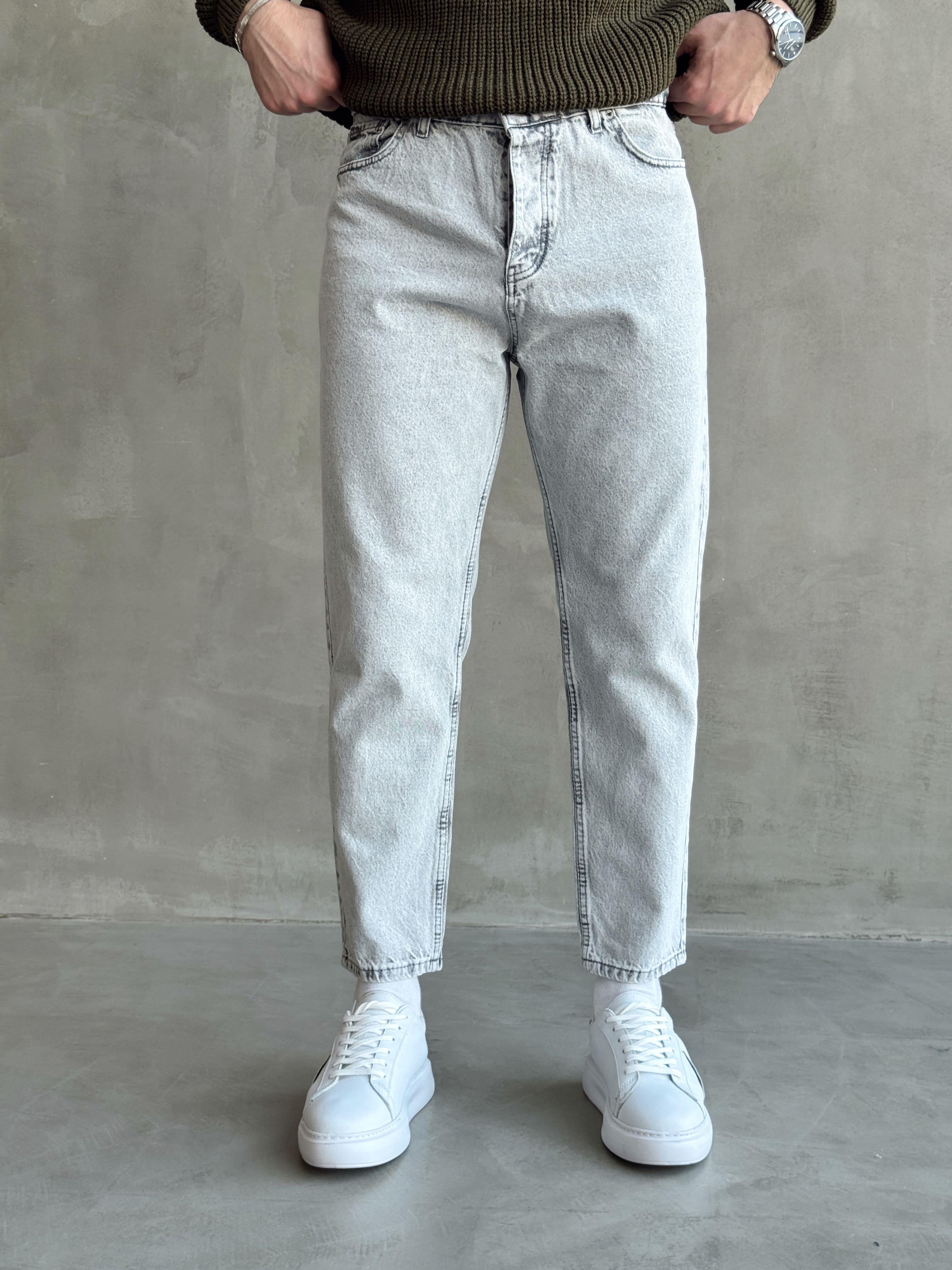 Erkek Boyfrend Rahat Regular Jeans-Gri(E1002) TD:748-1Ketench