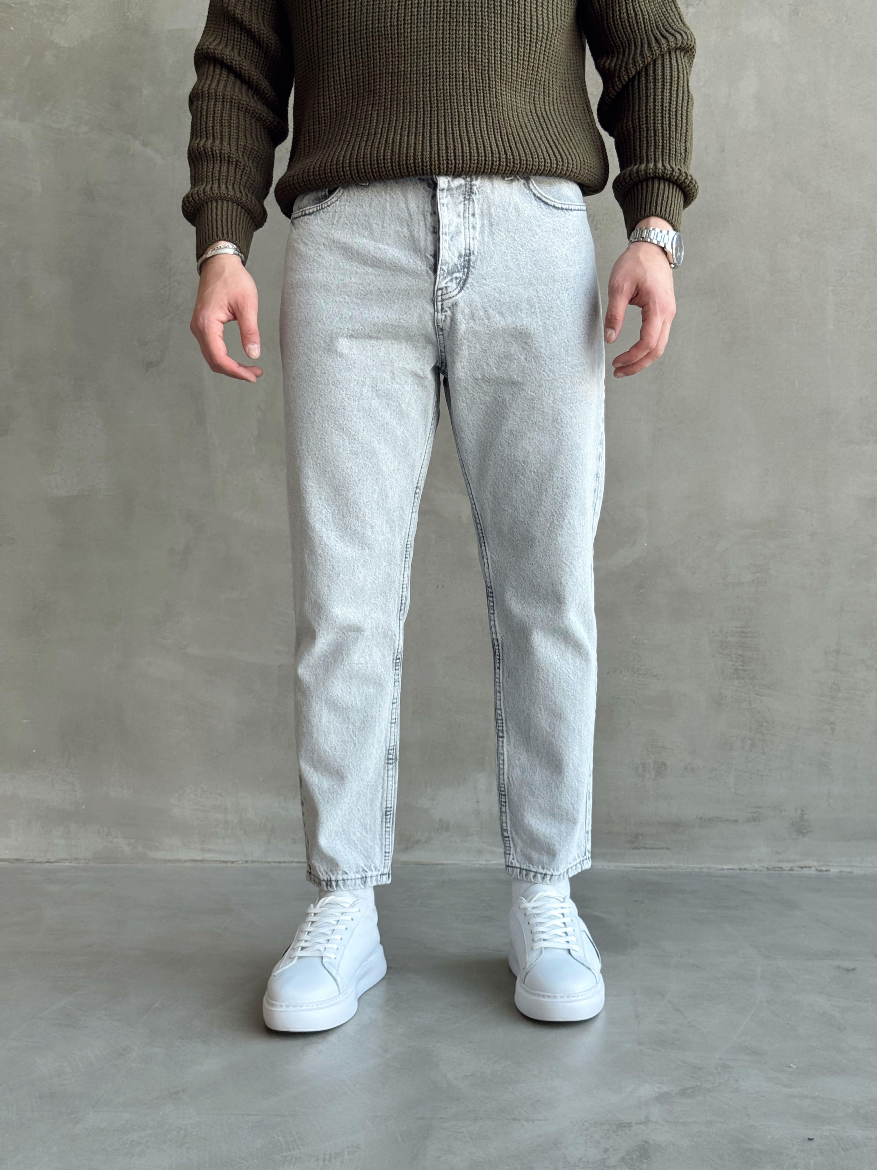 Erkek Boyfrend Rahat Regular Jeans-Gri(E1002) TD:748-1Ketench
