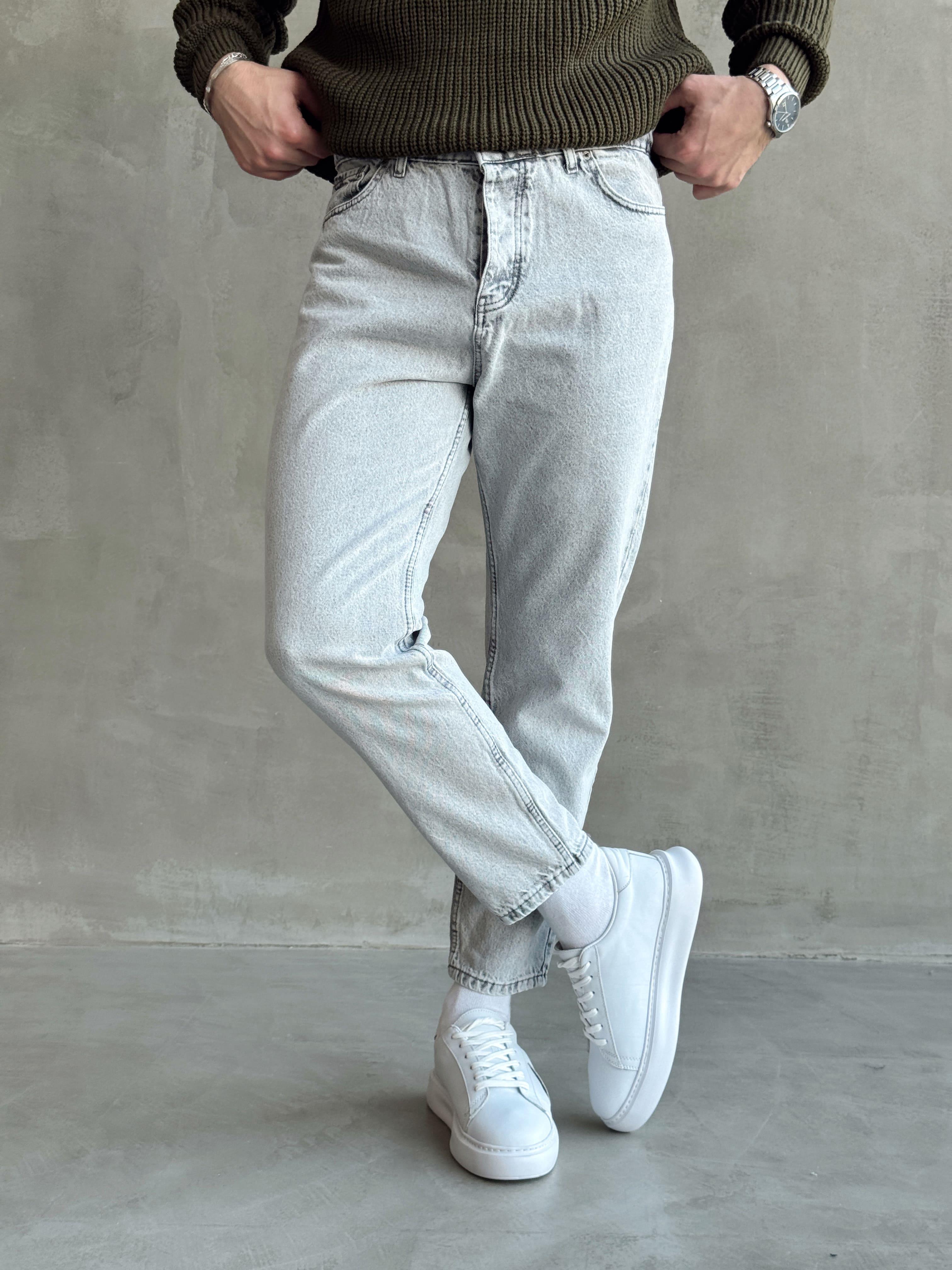 Erkek Boyfrend Rahat Regular Jeans-Gri(E1002) TD:748-1Ketench