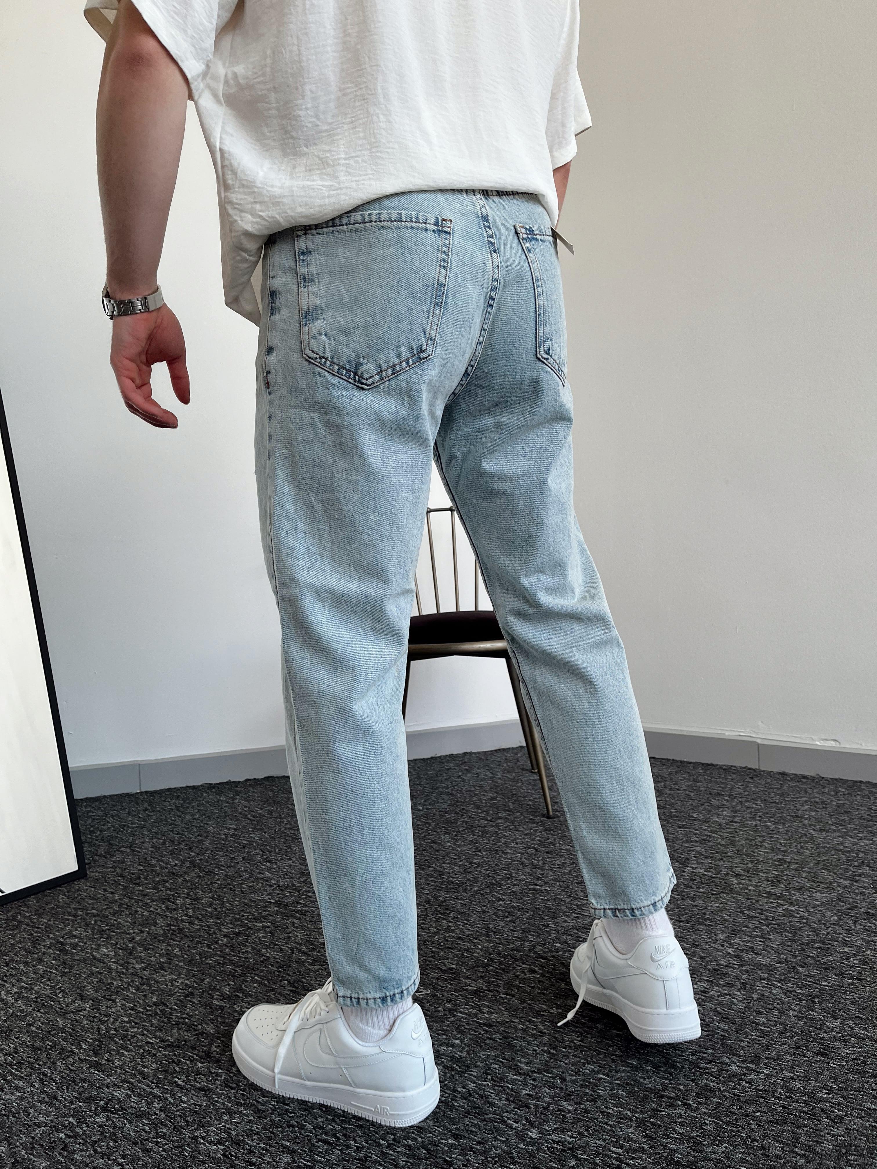 Erkek Boyfrend Rahat Regular Jeans-Kar Yıkama(E1002)Ketench