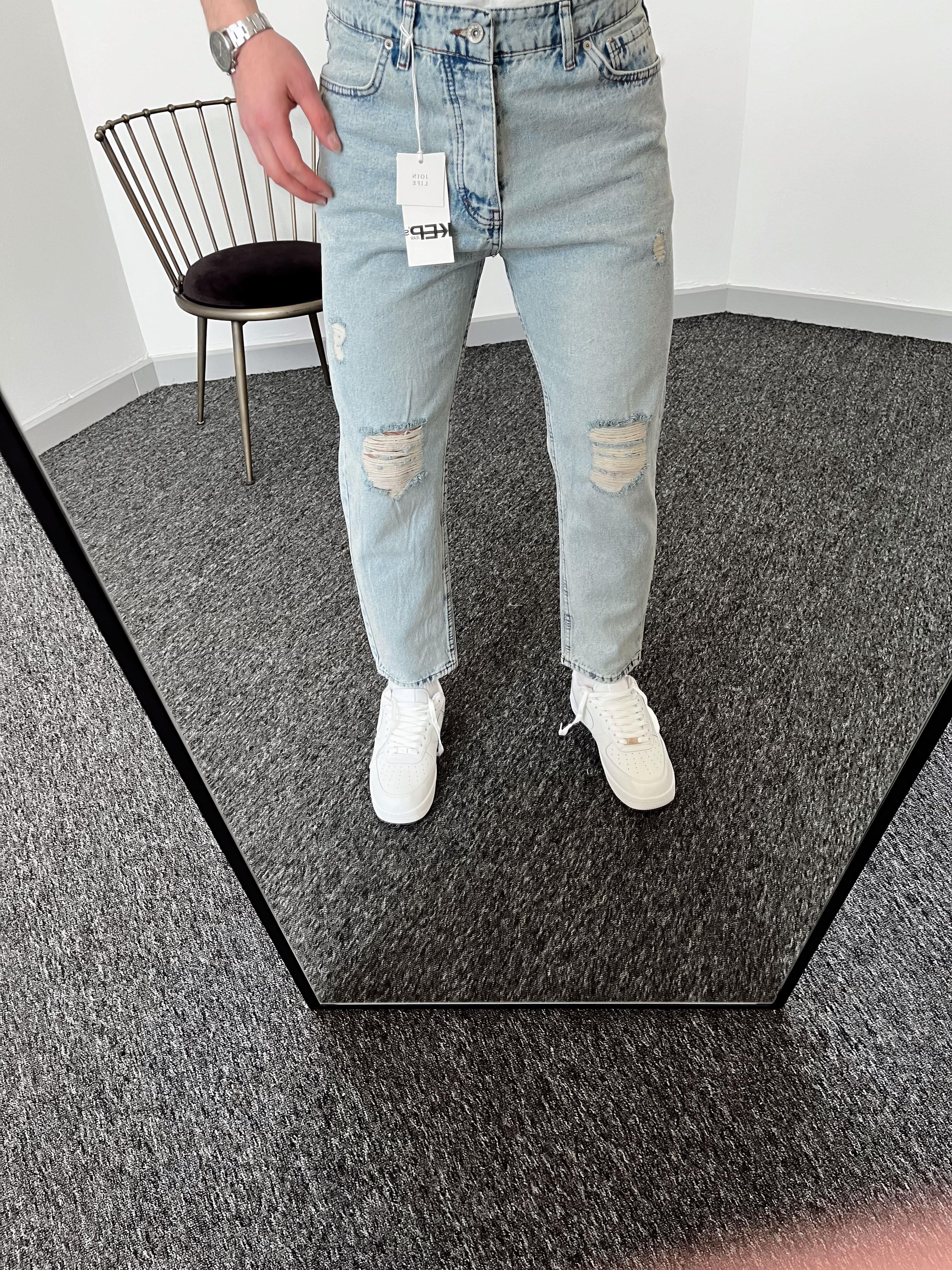 Erkek Boyfrend Rahat Regular Jeans-Kar Yıkama(E1002)Ketench