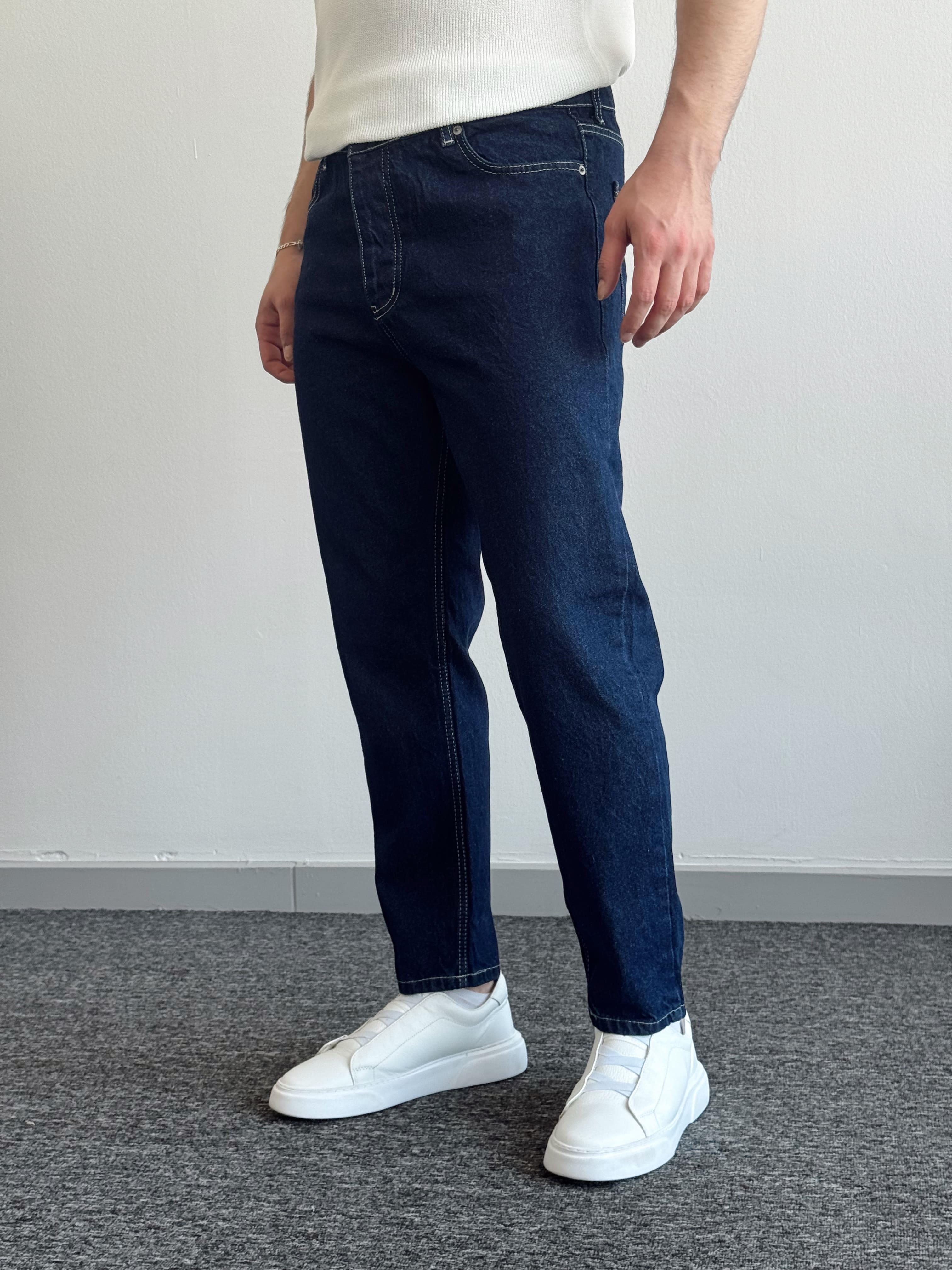 Erkek Boyfrend Rahat Regular Jeans-Lacivert(E1002) TD:812Ketench