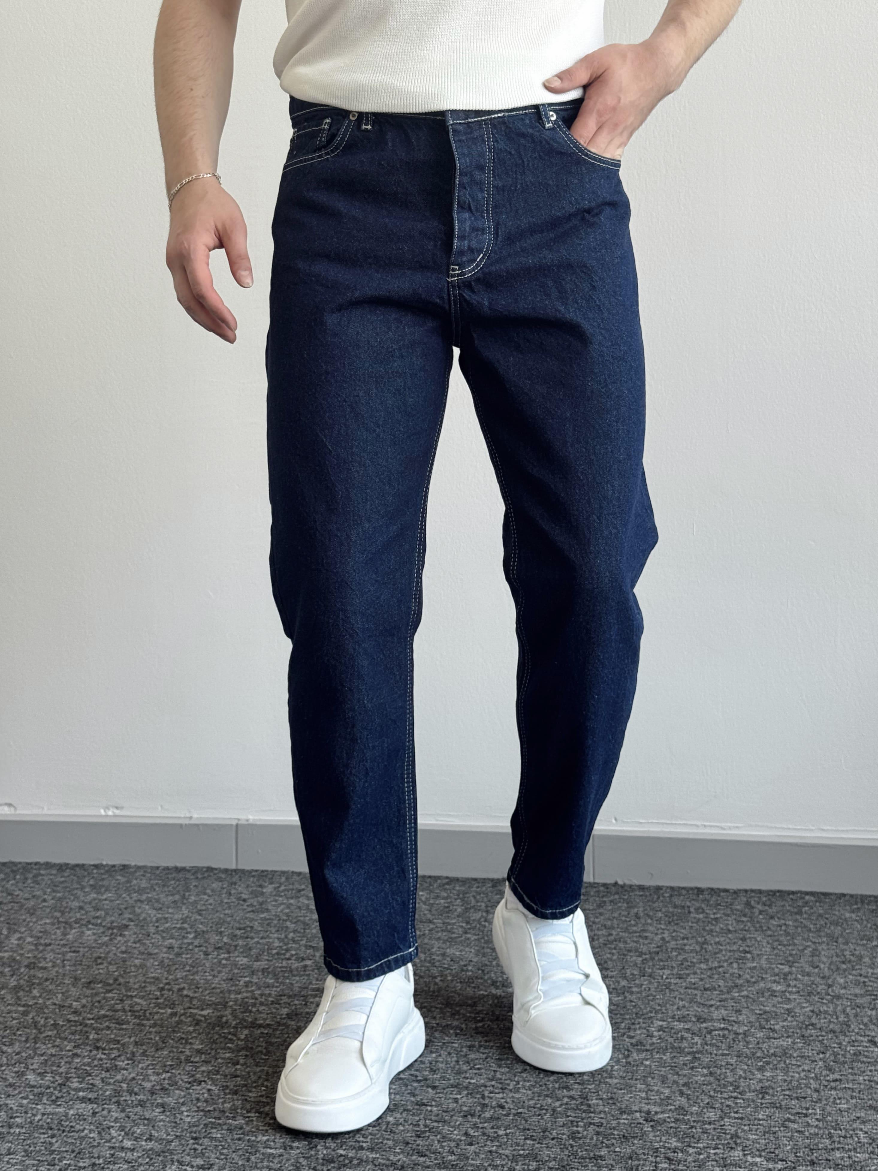 Erkek Boyfrend Rahat Regular Jeans-Lacivert(E1002) TD:812Ketench