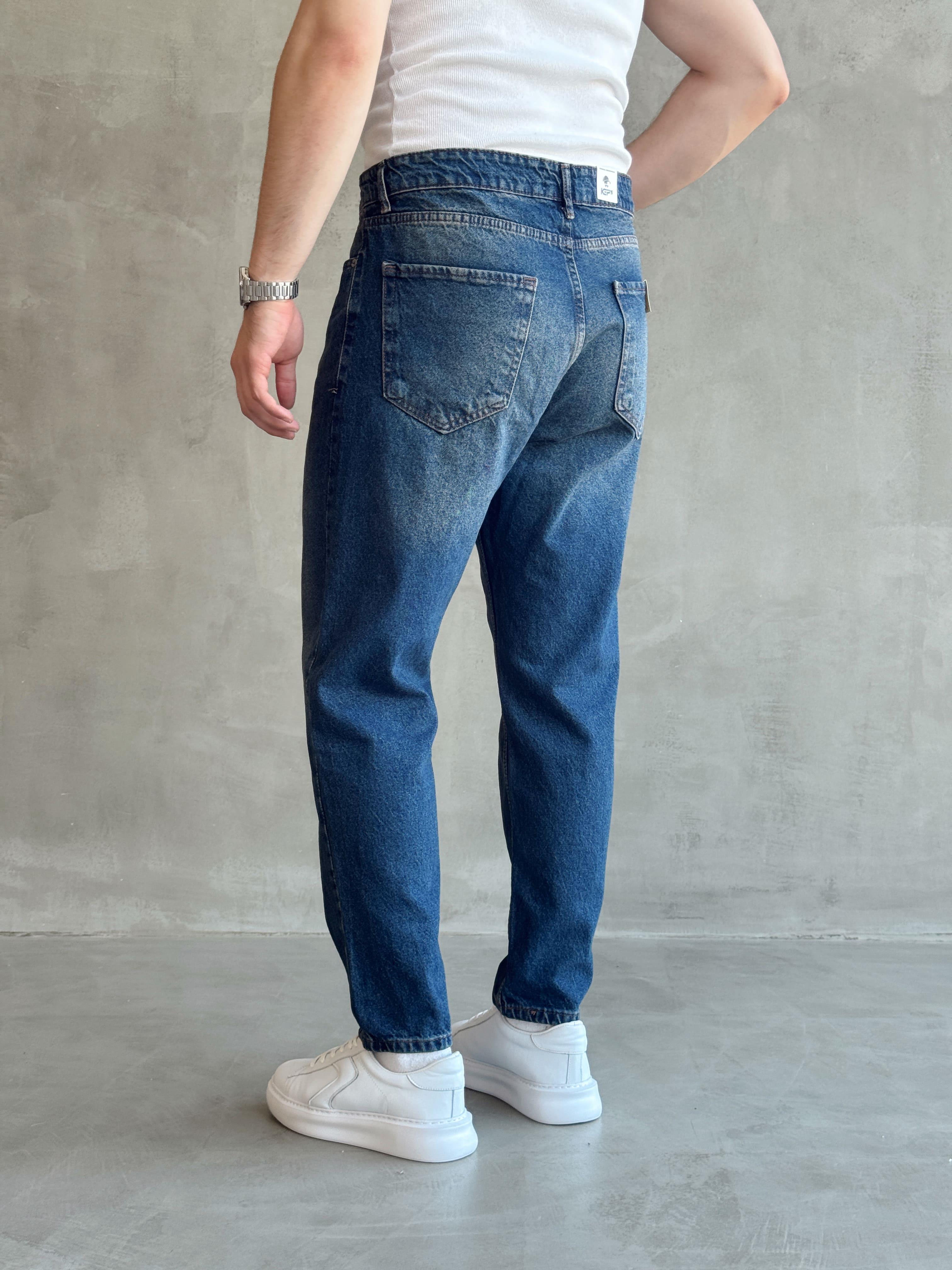 Erkek Boyfrend Rahat Regular Jeans-Stone Blue(E1002) TD:605-1Ketench