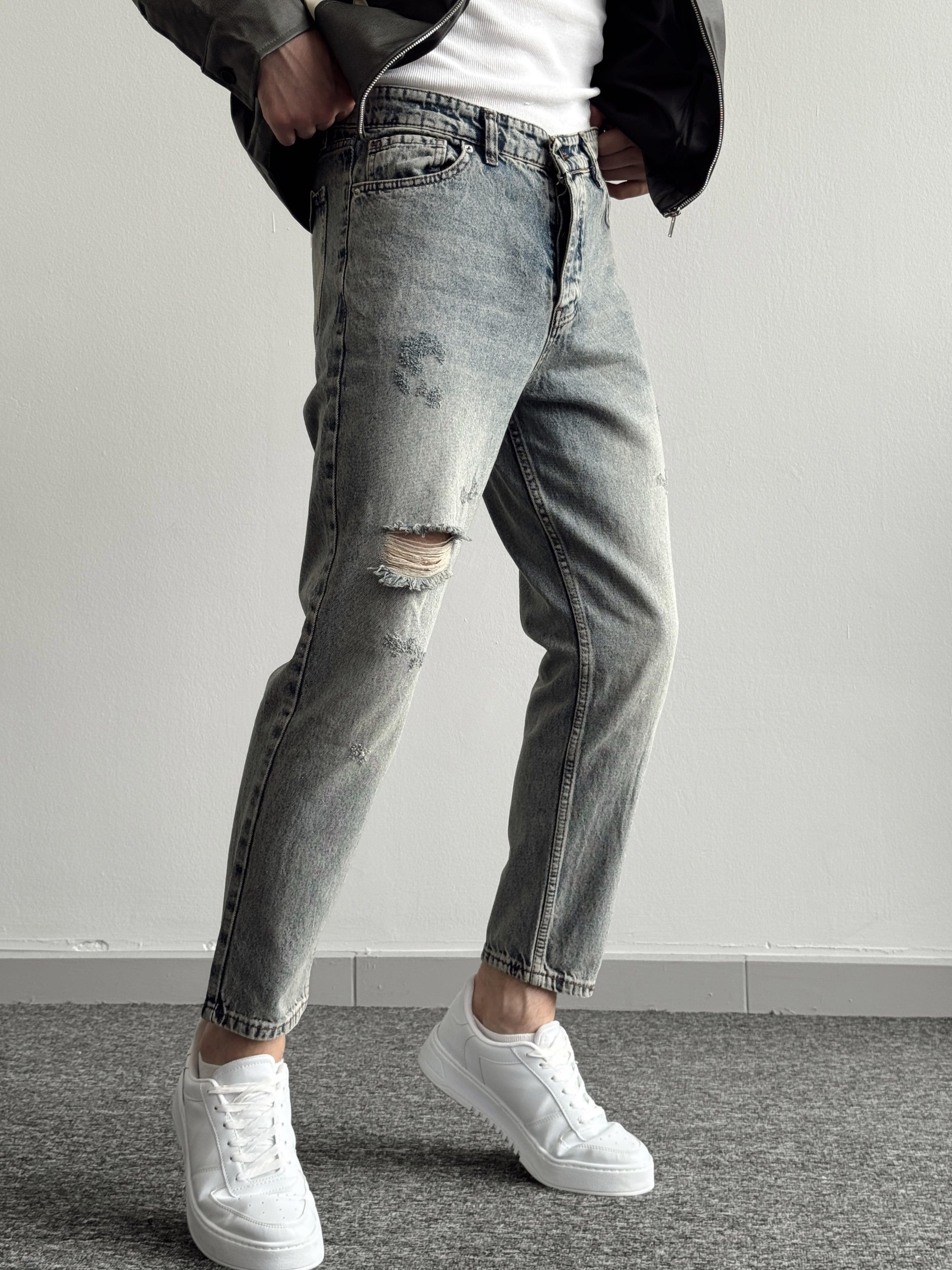 Erkek Boyfrend Rahat Regular Jeans-Vintage(E1002)Ketench