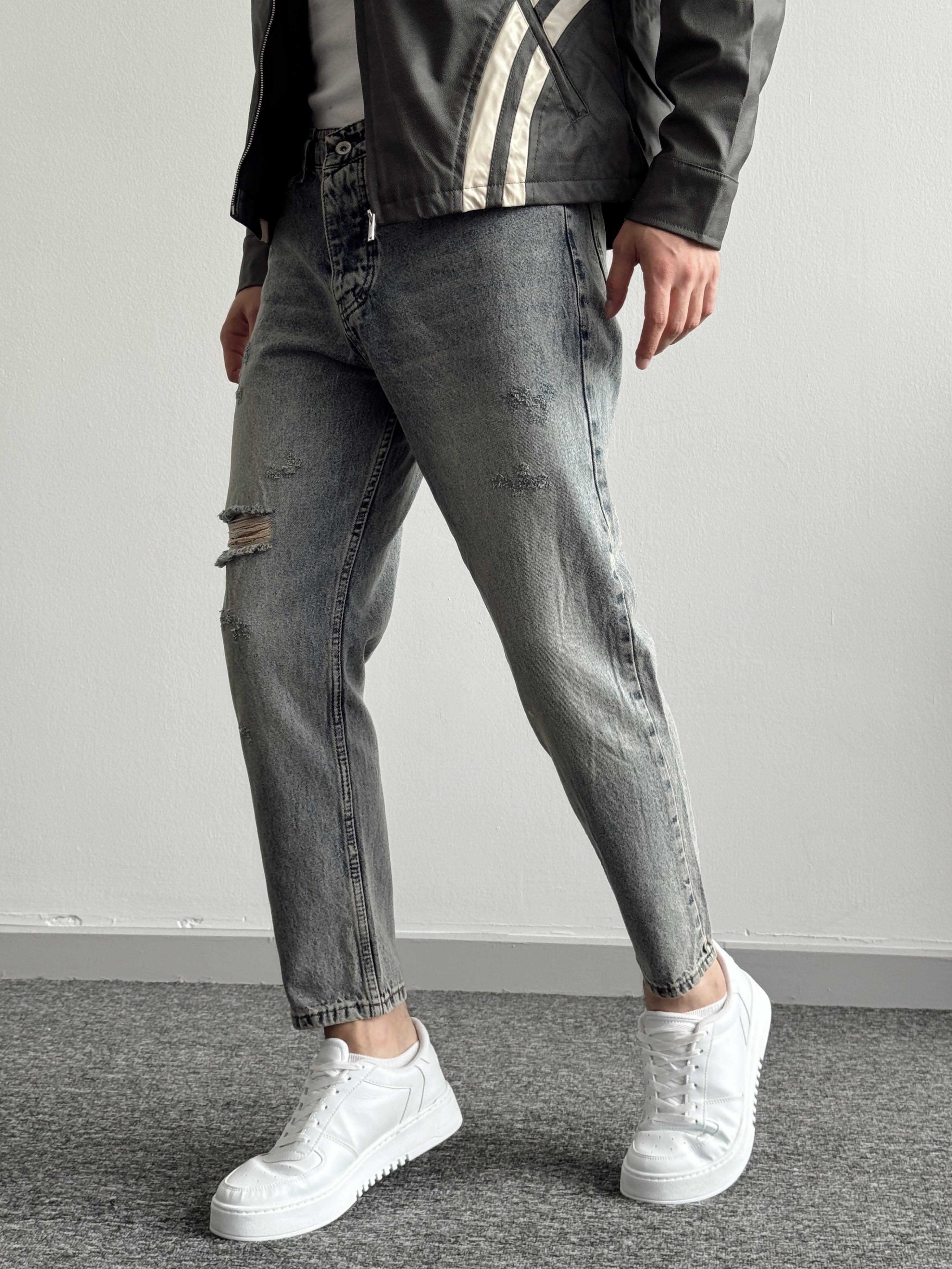 Erkek Boyfrend Rahat Regular Jeans-Vintage(E1002)Ketench