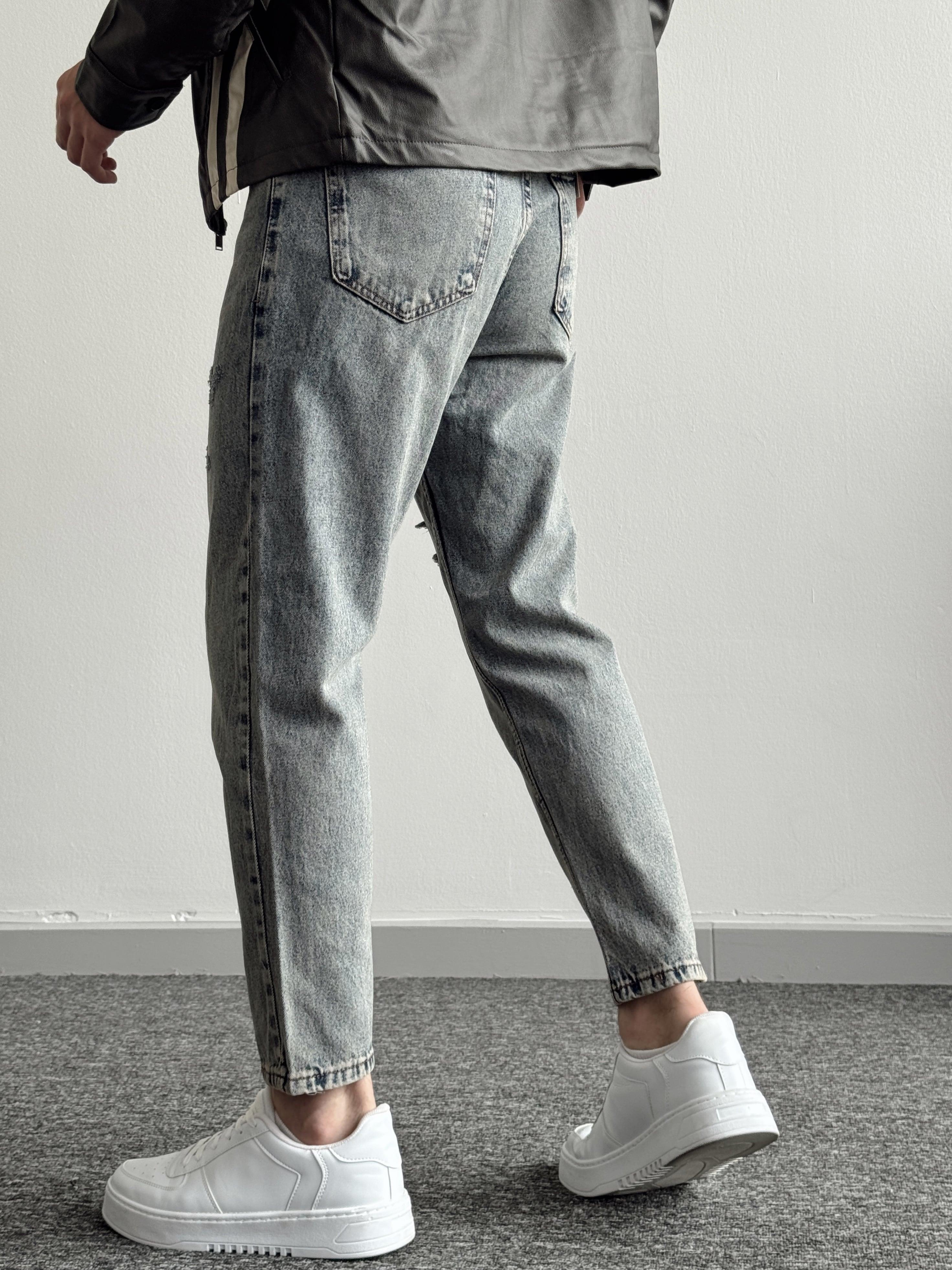 Erkek Boyfrend Rahat Regular Jeans-Vintage(E1002)Ketench