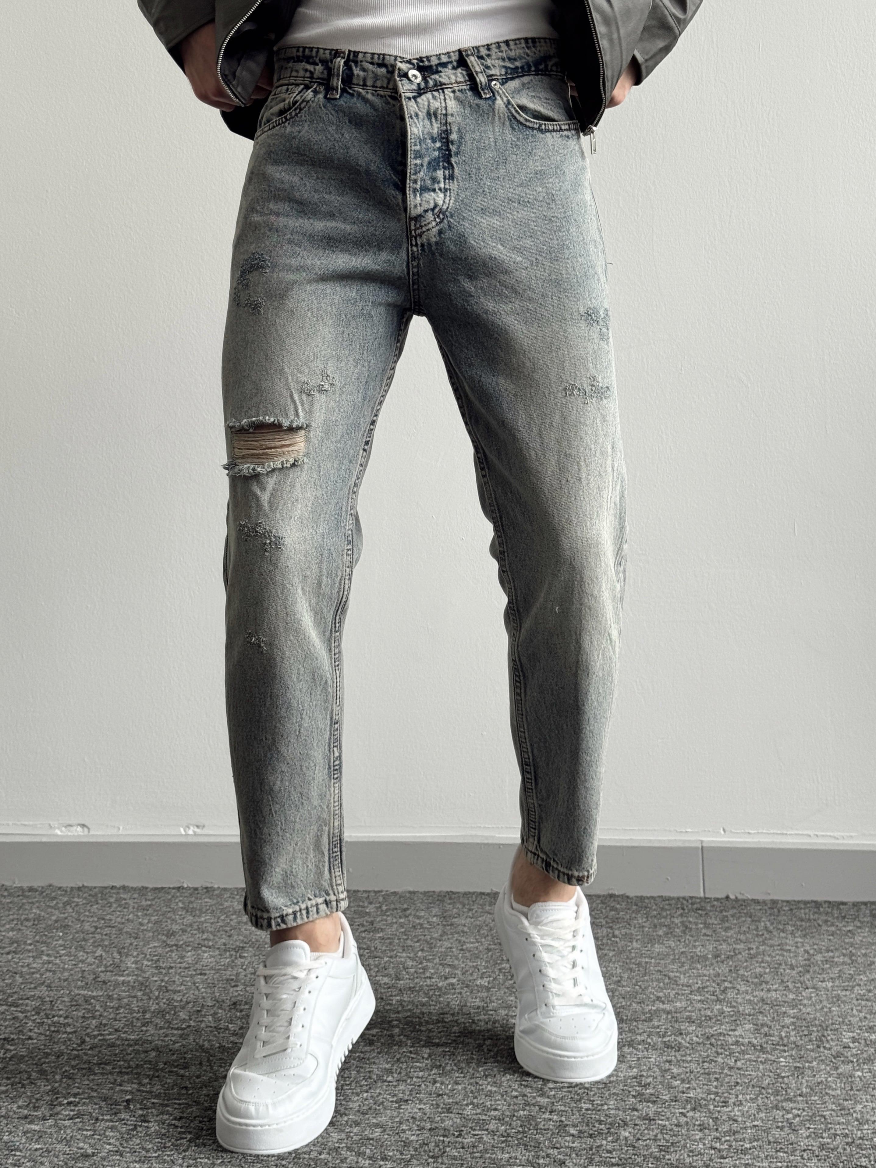 Erkek Boyfrend Rahat Regular Jeans-Vintage(E1002)Ketench