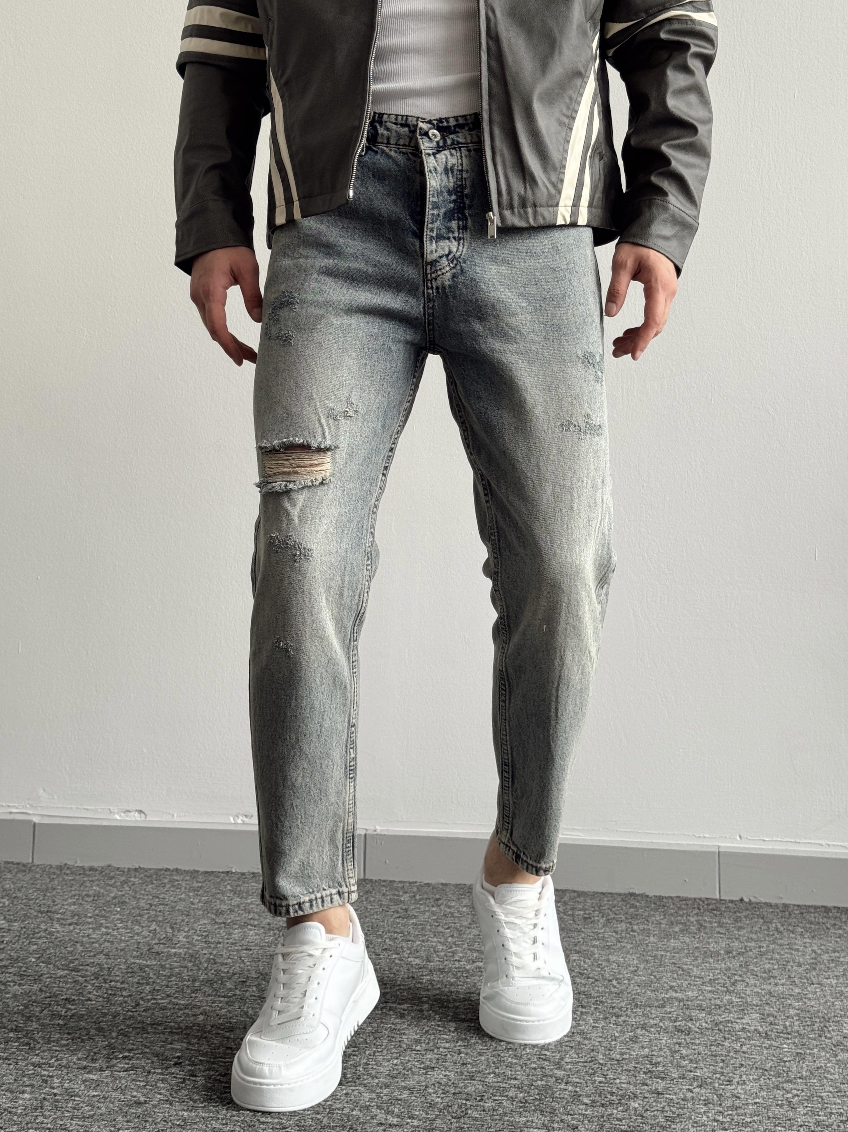 Erkek Boyfrend Rahat Regular Jeans-Vintage(E1002)Ketench