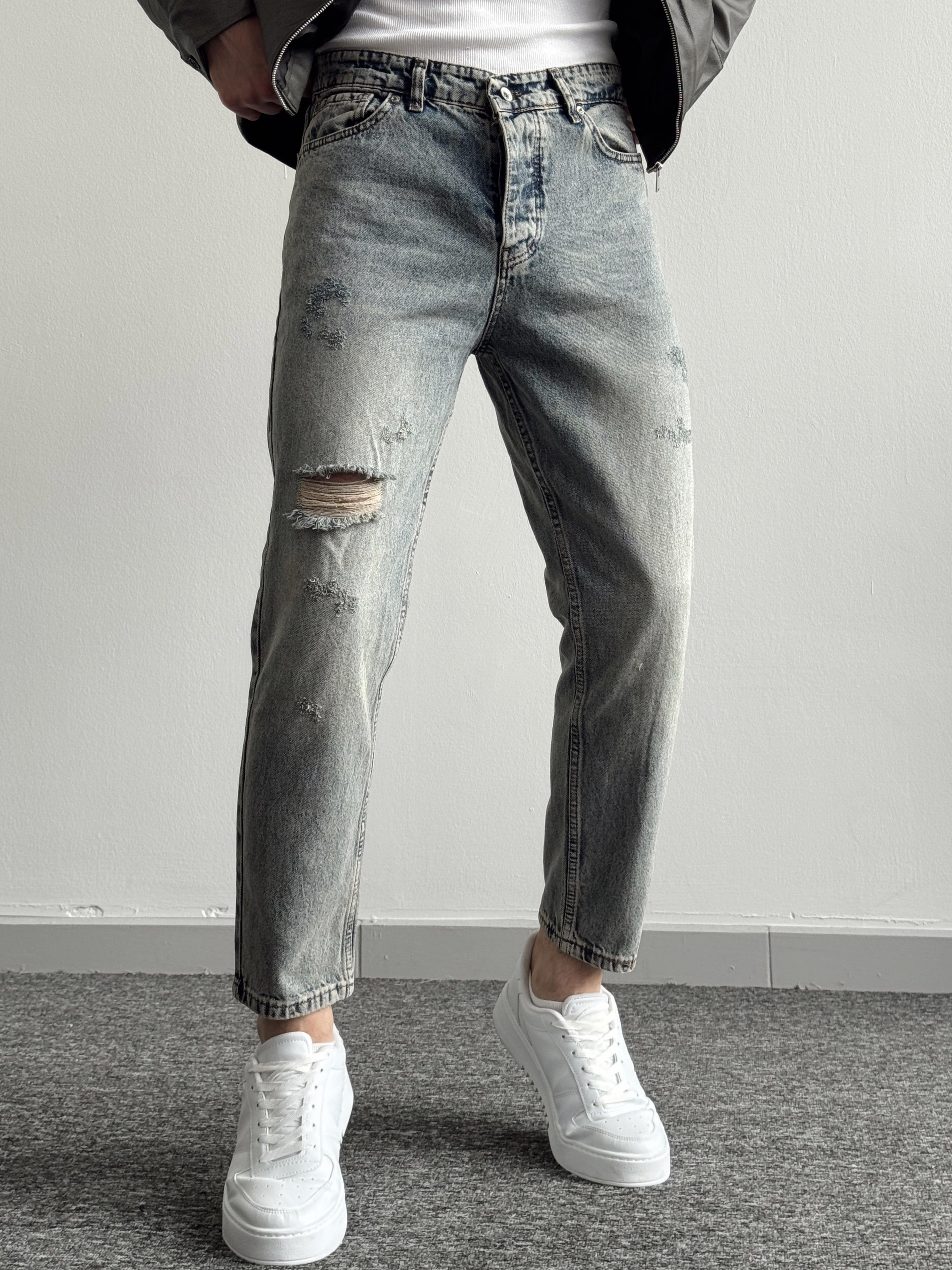 Erkek Boyfrend Rahat Regular Jeans-Vintage(E1002)Ketench