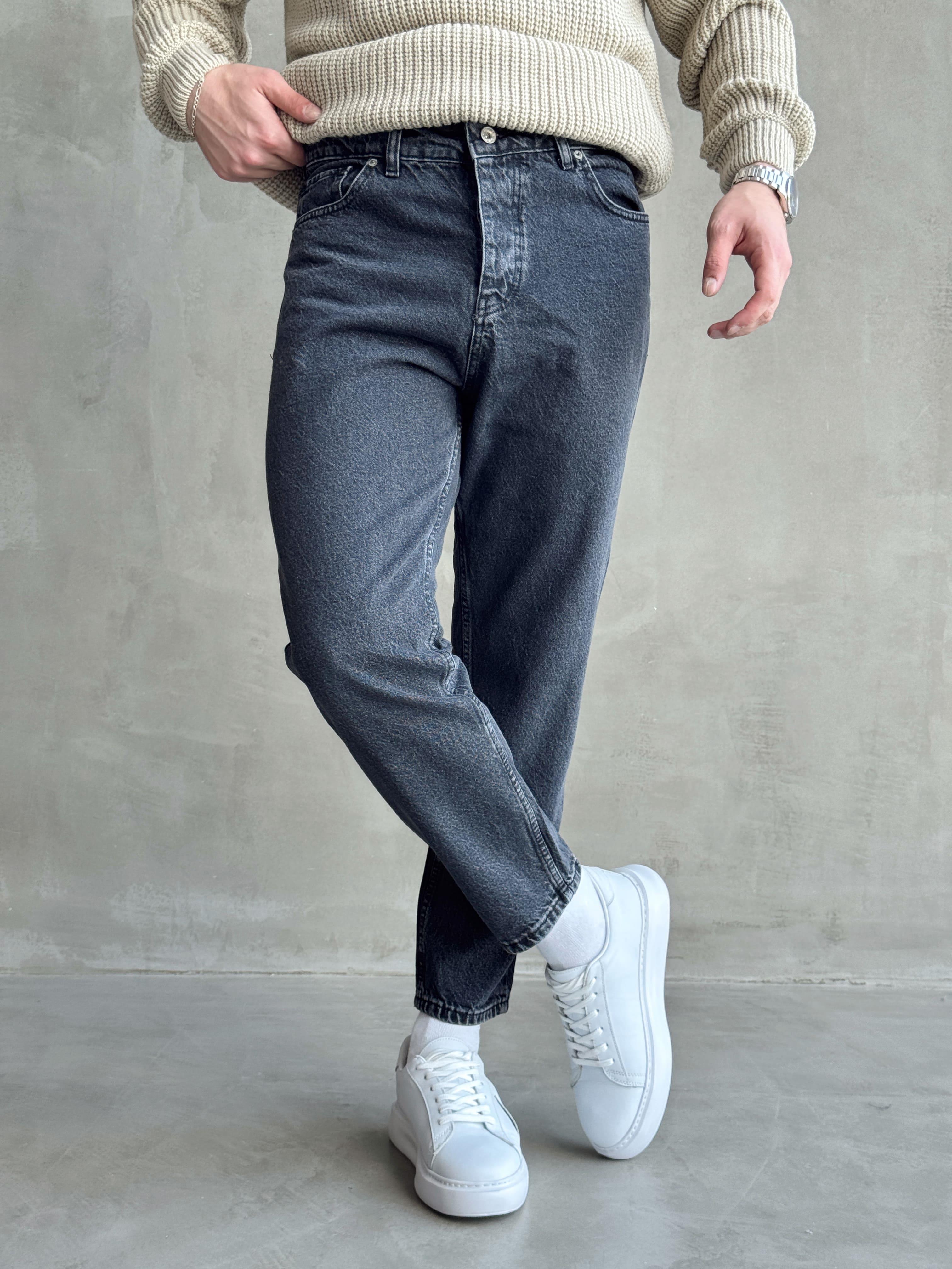 Erkek Boyfrend Rahat Regular Jeans-Washed Grey(E1002) TD:711-1Ketench