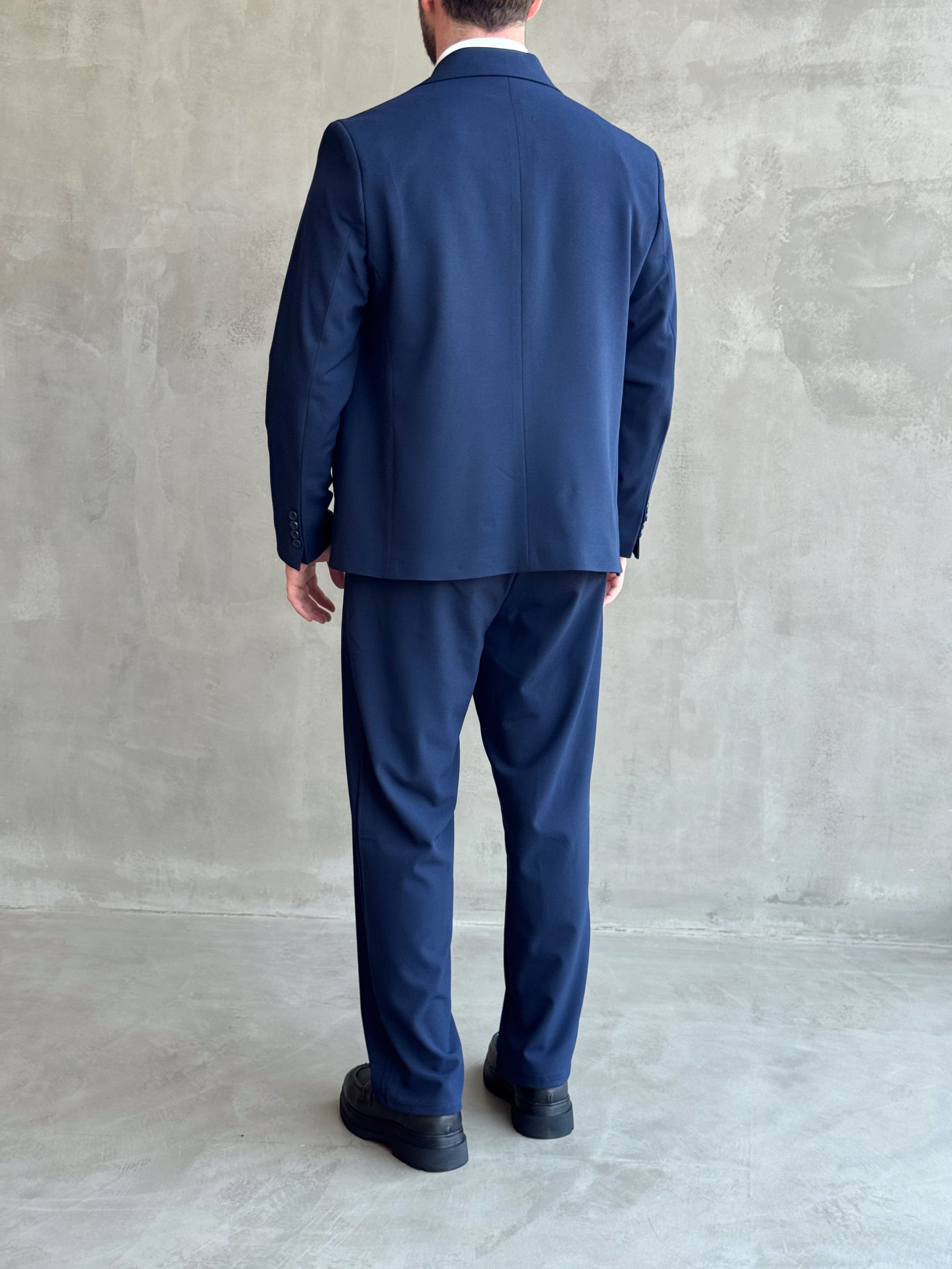 Erkek Business Collection Oversize Kalıp Kruvaze Model Takım Elbise-Lacivert(E1776)Ketench