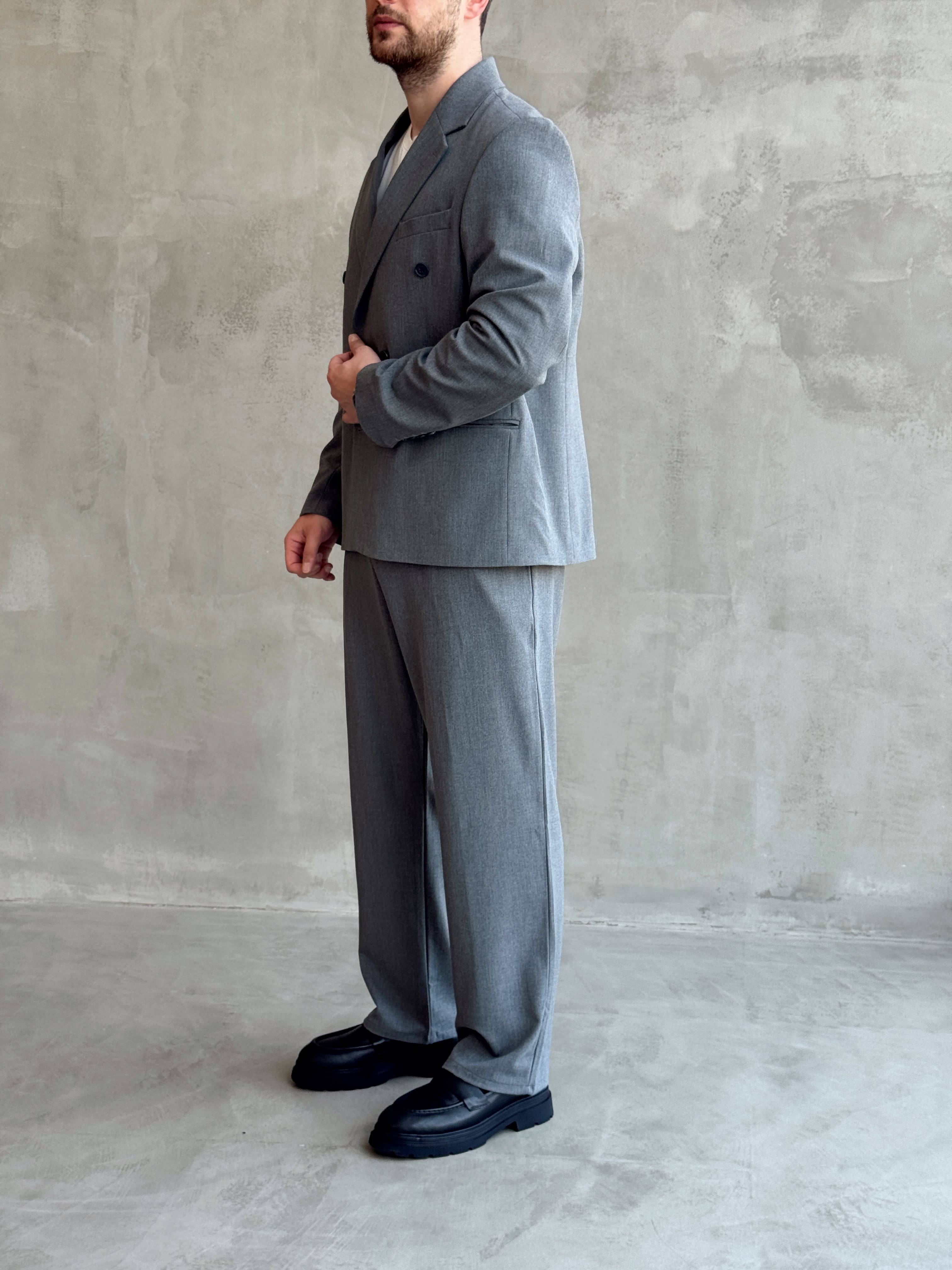 Erkek Business Collection Oversize Kalıp Kruvaze Model Takım Elbise-Antrasit(E1776)Ketench