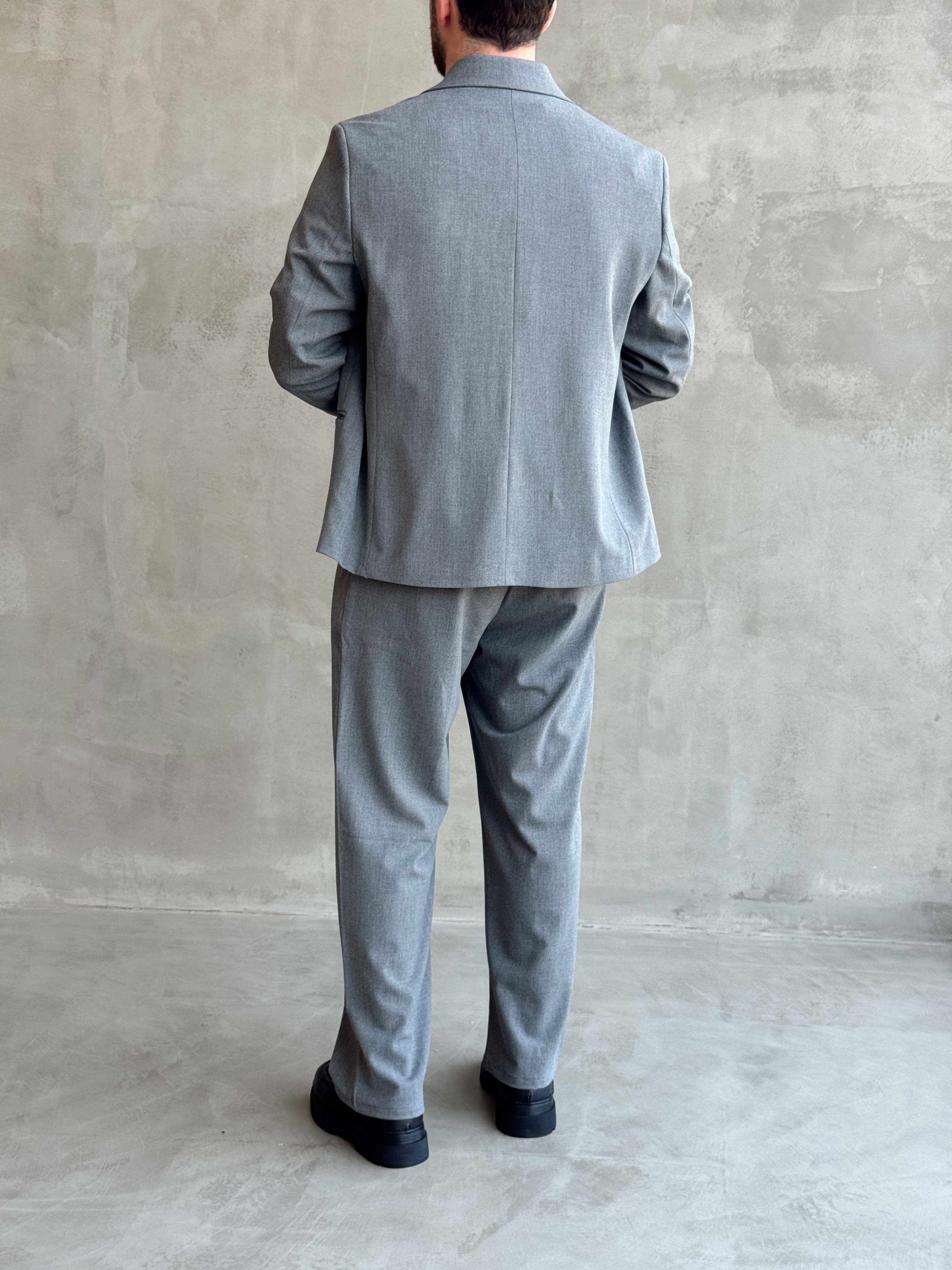 Erkek Business Collection Oversize Kalıp Kruvaze Model Takım Elbise-Antrasit(E1776)Ketench