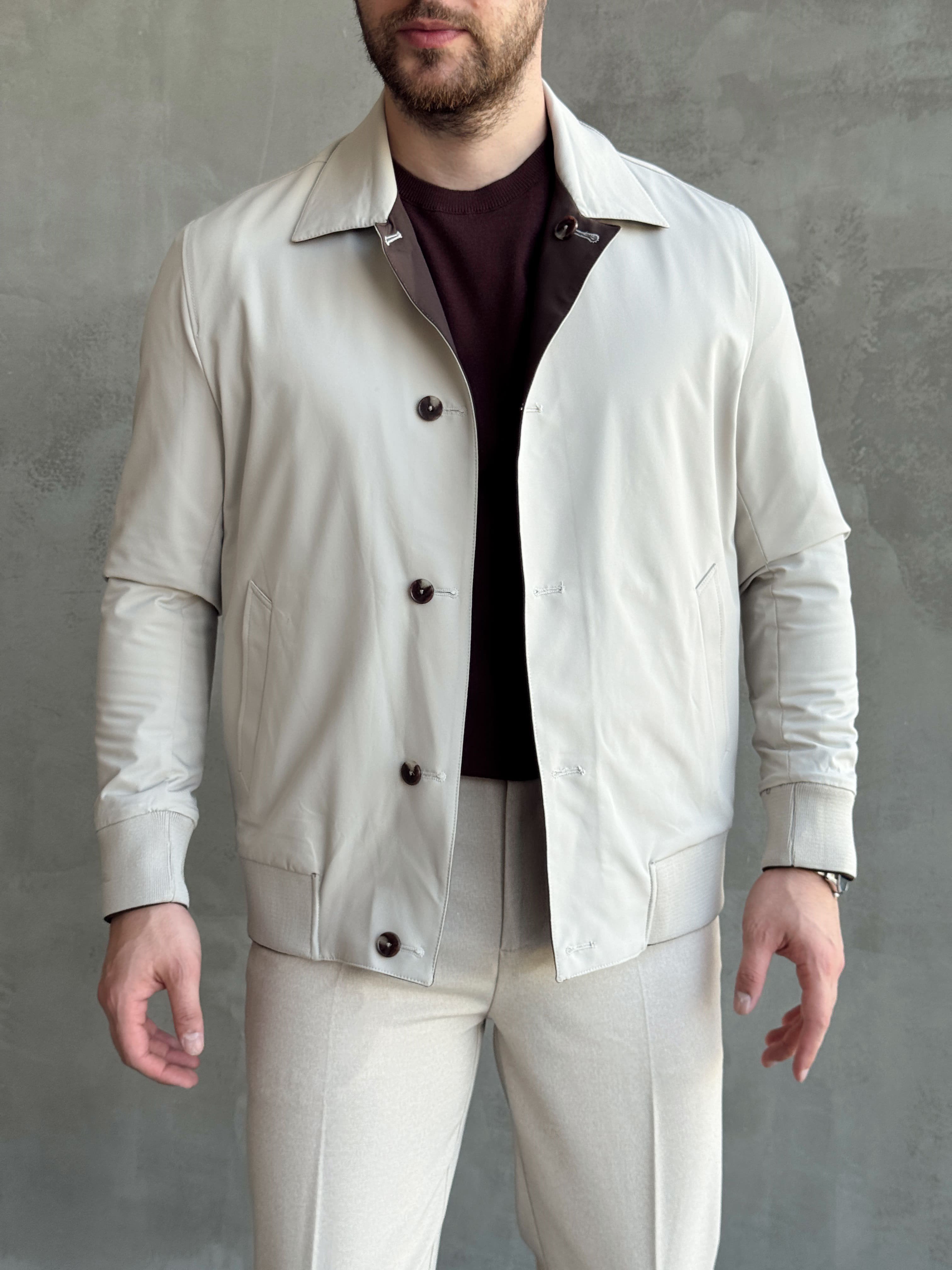 Erkek Business Collection Regular Fit Cep Detay Çift Taraflı Dokuma Ceket-Kahverengi/Bej(E1813)Ketench