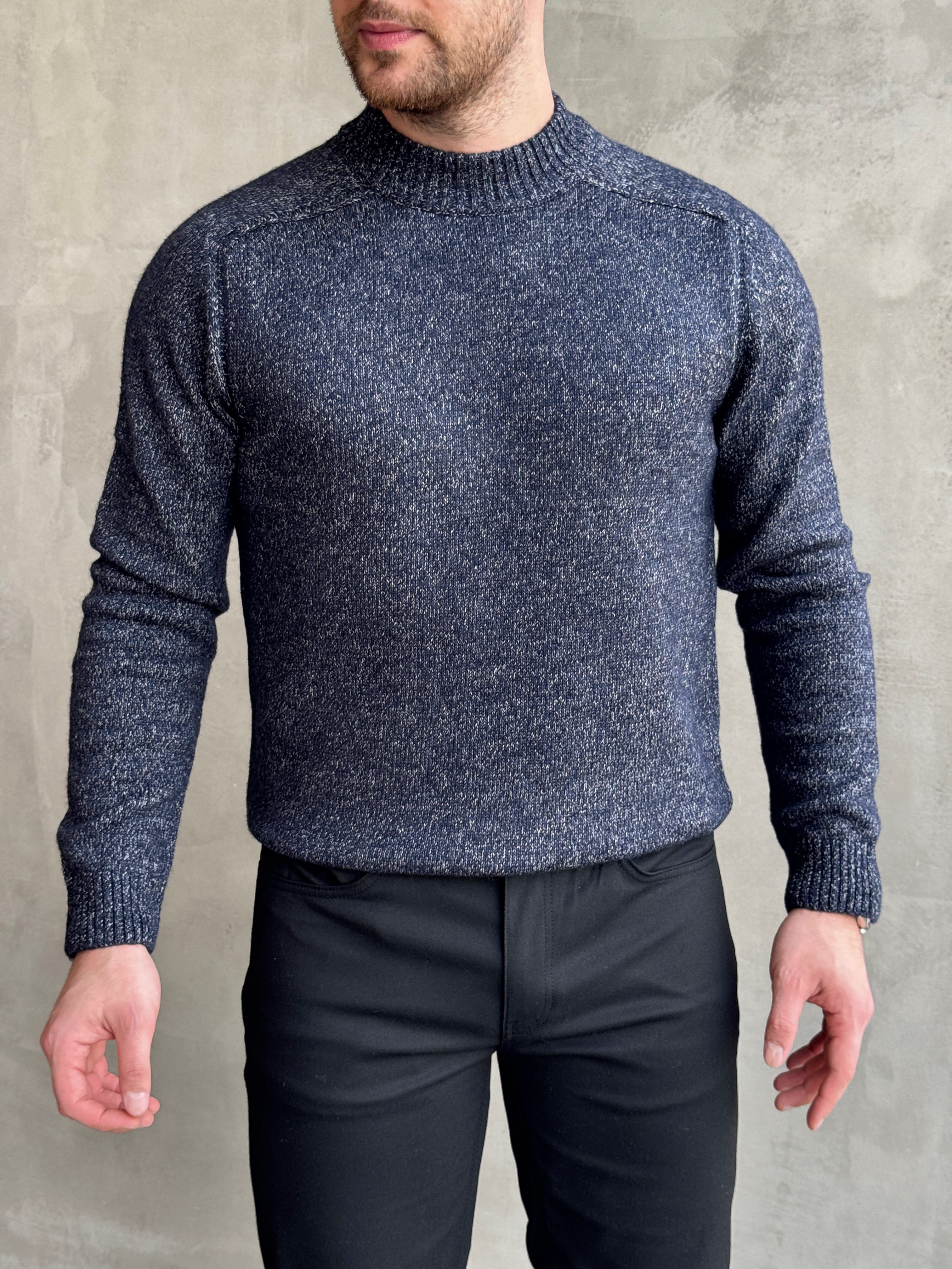 Erkek Business Collection Regular Kalıp Bisiklet Yaka Reglan Kol Triko Kazak-Lacivert(E1890)Ketench