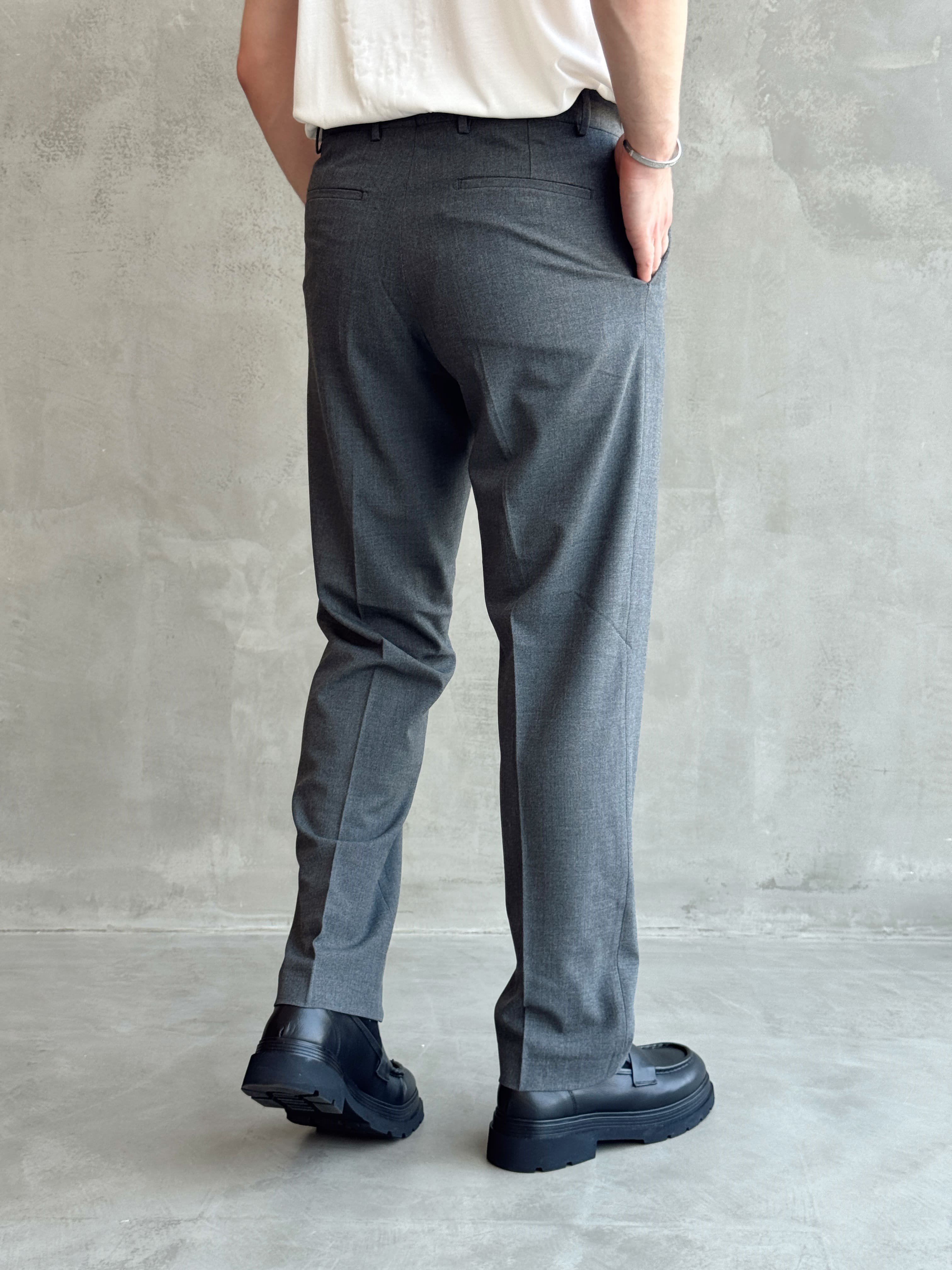 Erkek Business Collection Regular Kalıp Çift Düğme Detaylı Kombinlenebilir Kumaş Pantolon-AntrasitE1698)Ketench