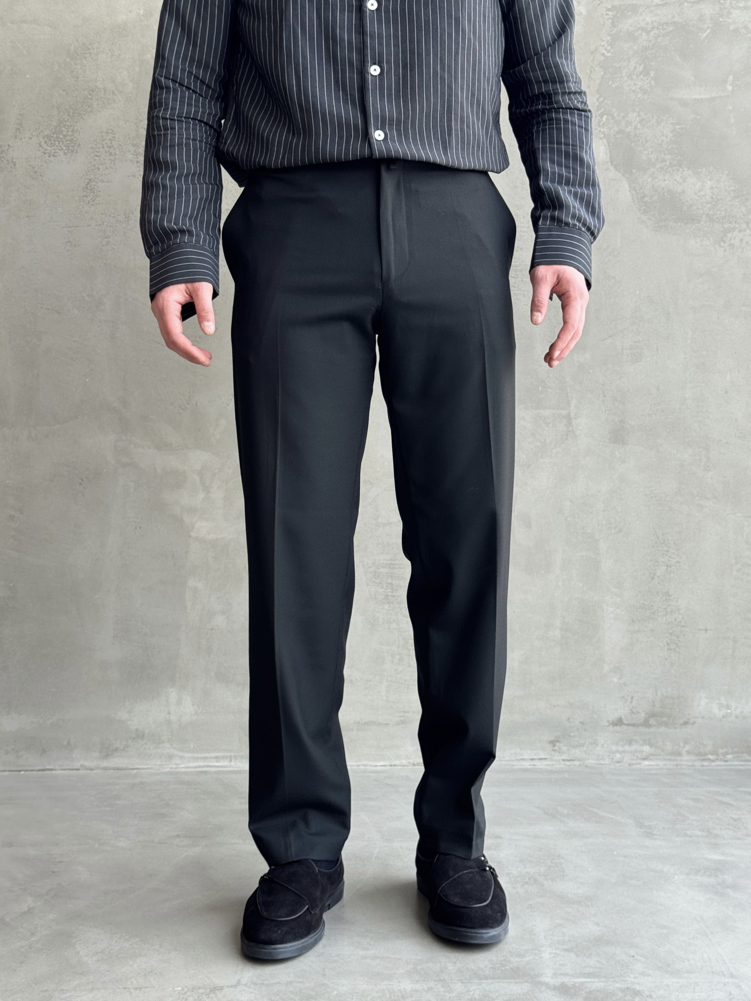 Erkek Business Collection Regular Kalıp Çift Düğme Detaylı Kombinlenebilir Kumaş Pantolon-Siyah(E1698)Ketench