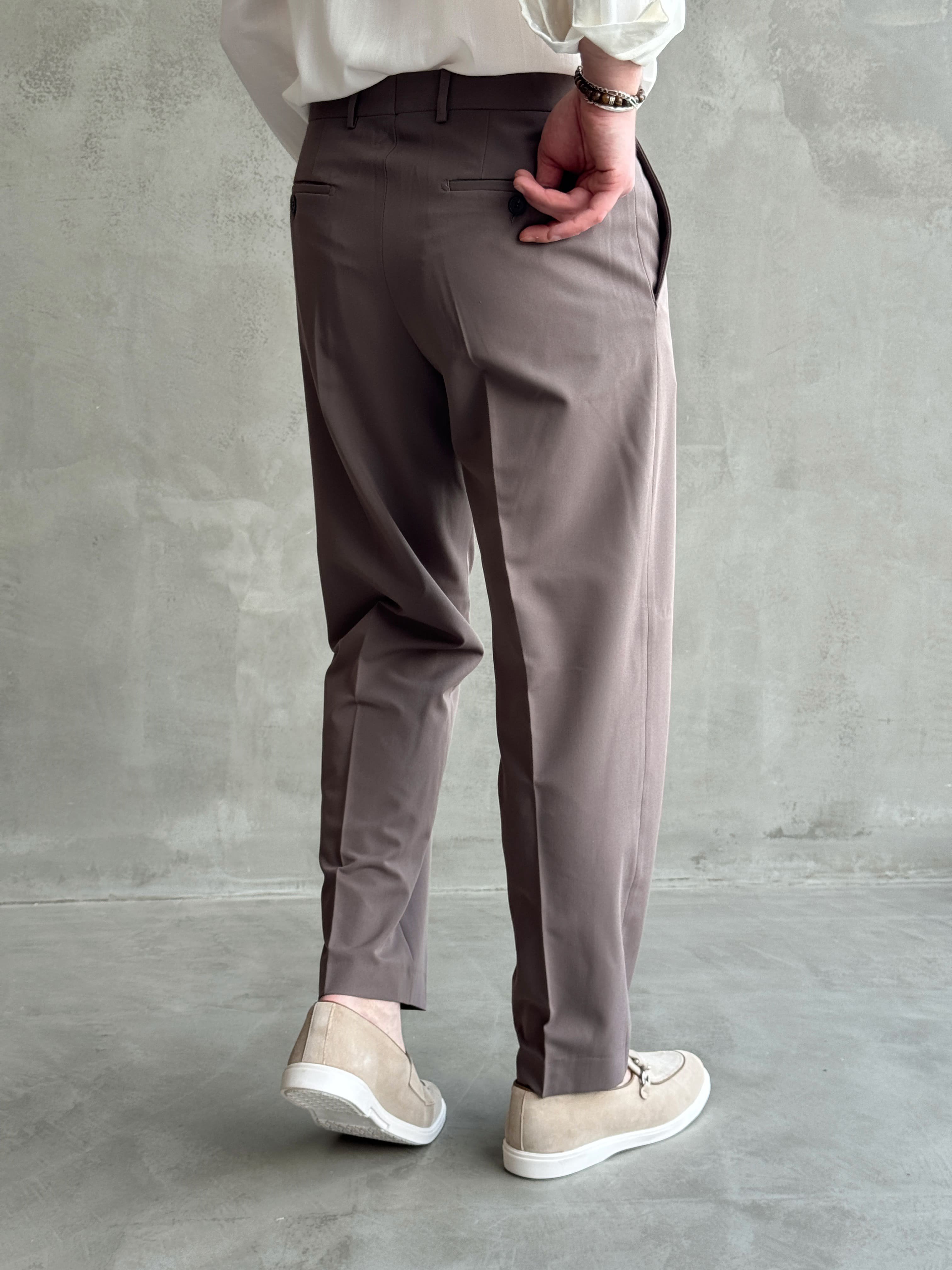 Erkek Business Collection Regular Kalıp Çift Düğme Detaylı Kombinlenebilir Kumaş Pantolon-Vizon(E1698)Ketench