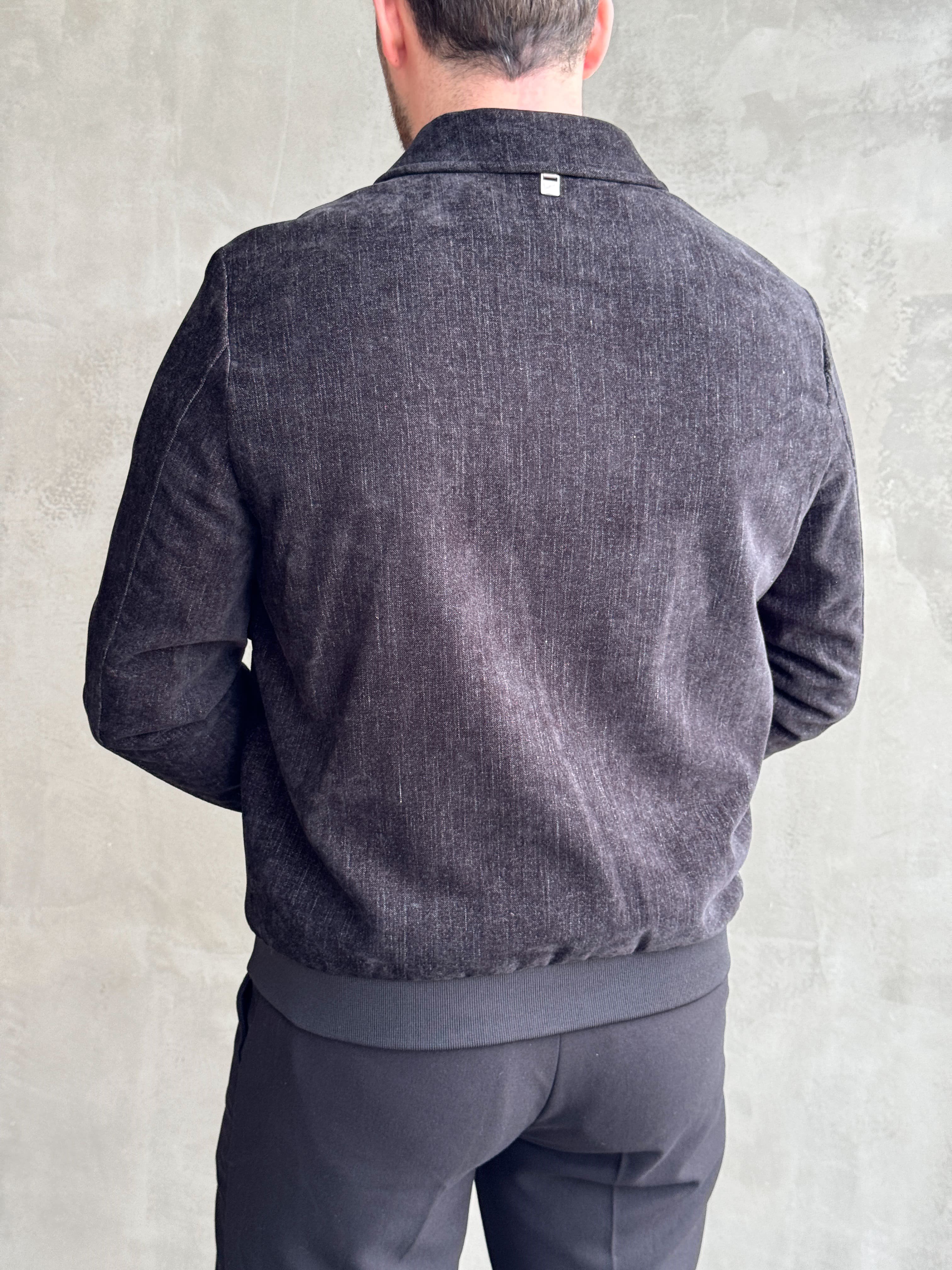 Erkek Business Collection Regular Kalıp Yumuşak Dokulu Cep Şönil Örme Kumaş Ceket-Siyah(E1854)Ketench