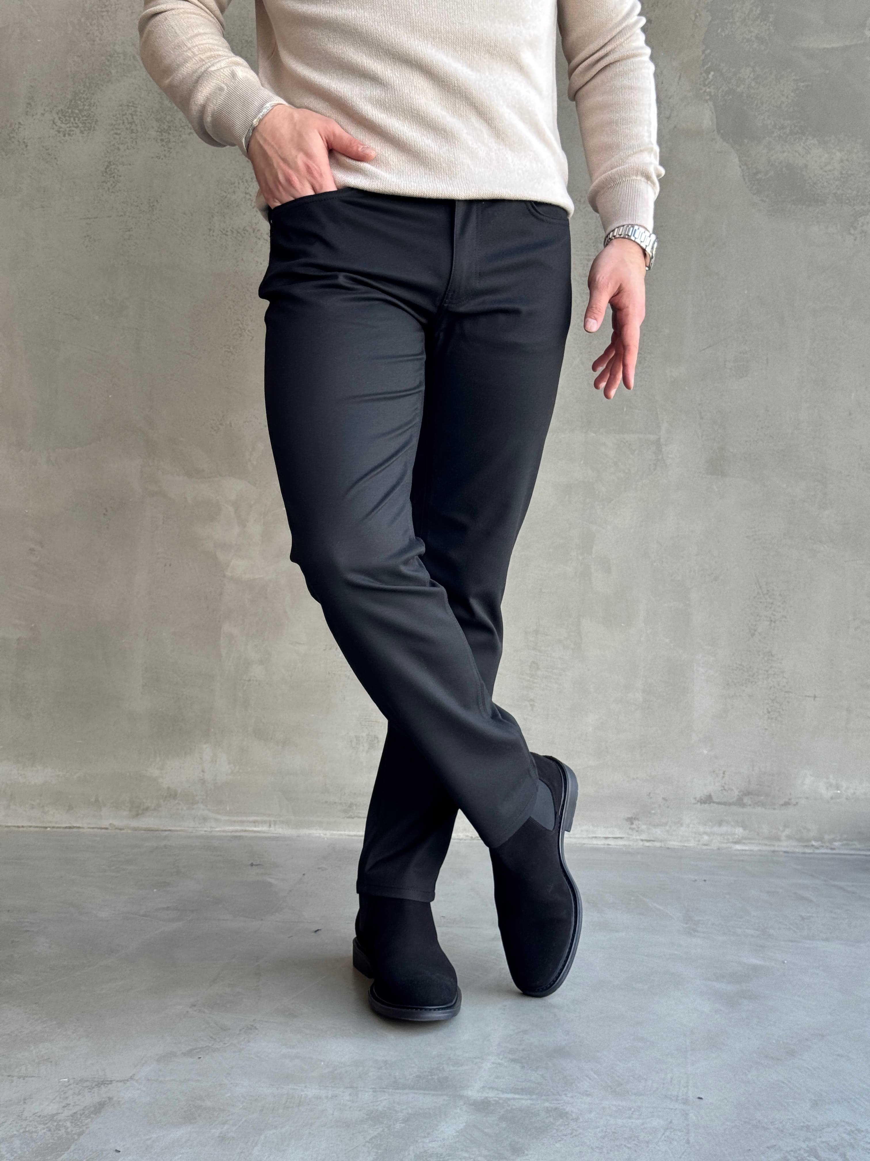 Erkek Business Collection Regular Kalıp Kışlık Kumaş Pantolon-Siyah(E1860)Ketench