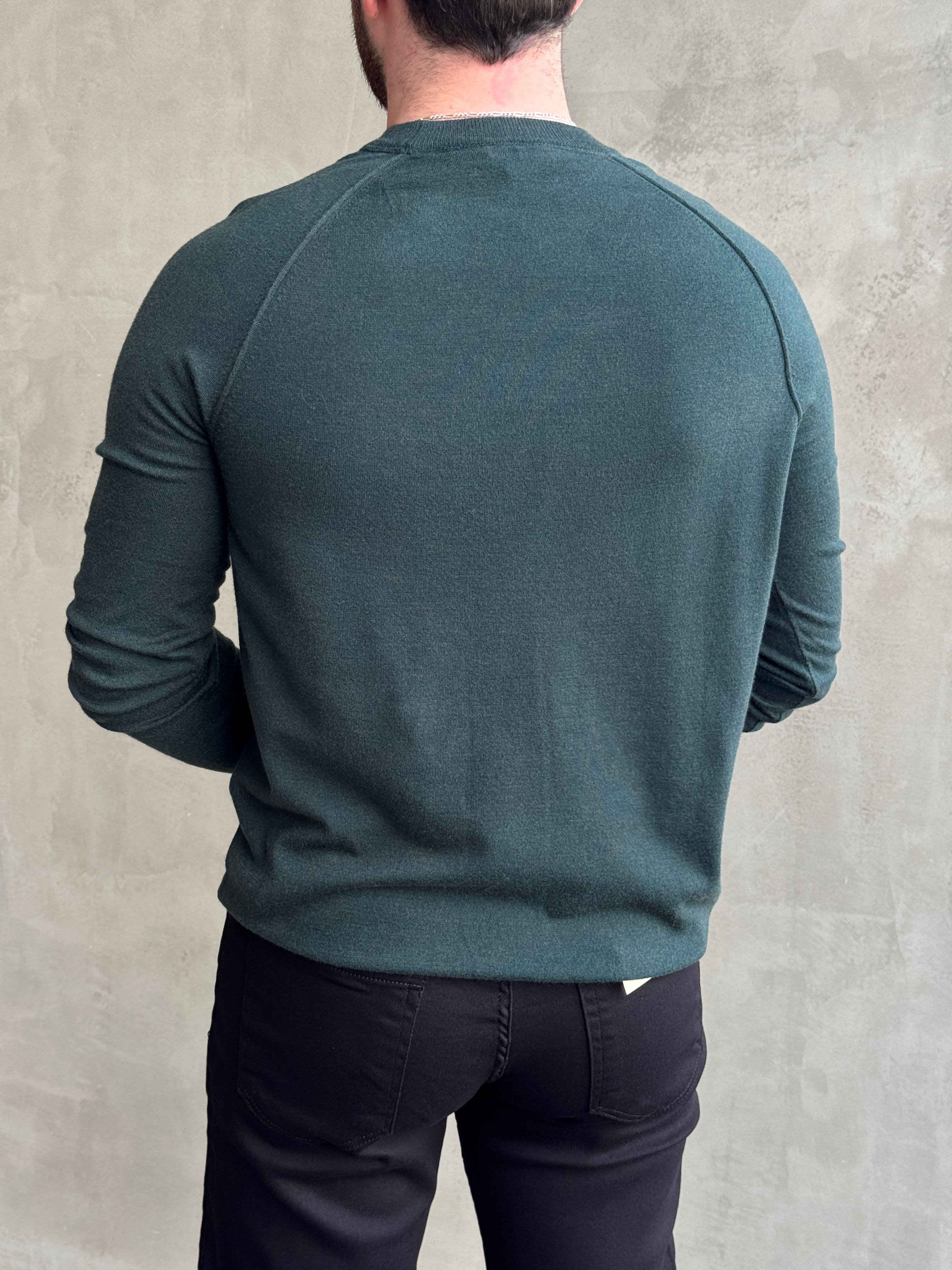 Erkek Business Collection Regular Kalıp Bisiklet Yaka Reglan Kol Triko Kazak-Yeşil(E1859)Ketench