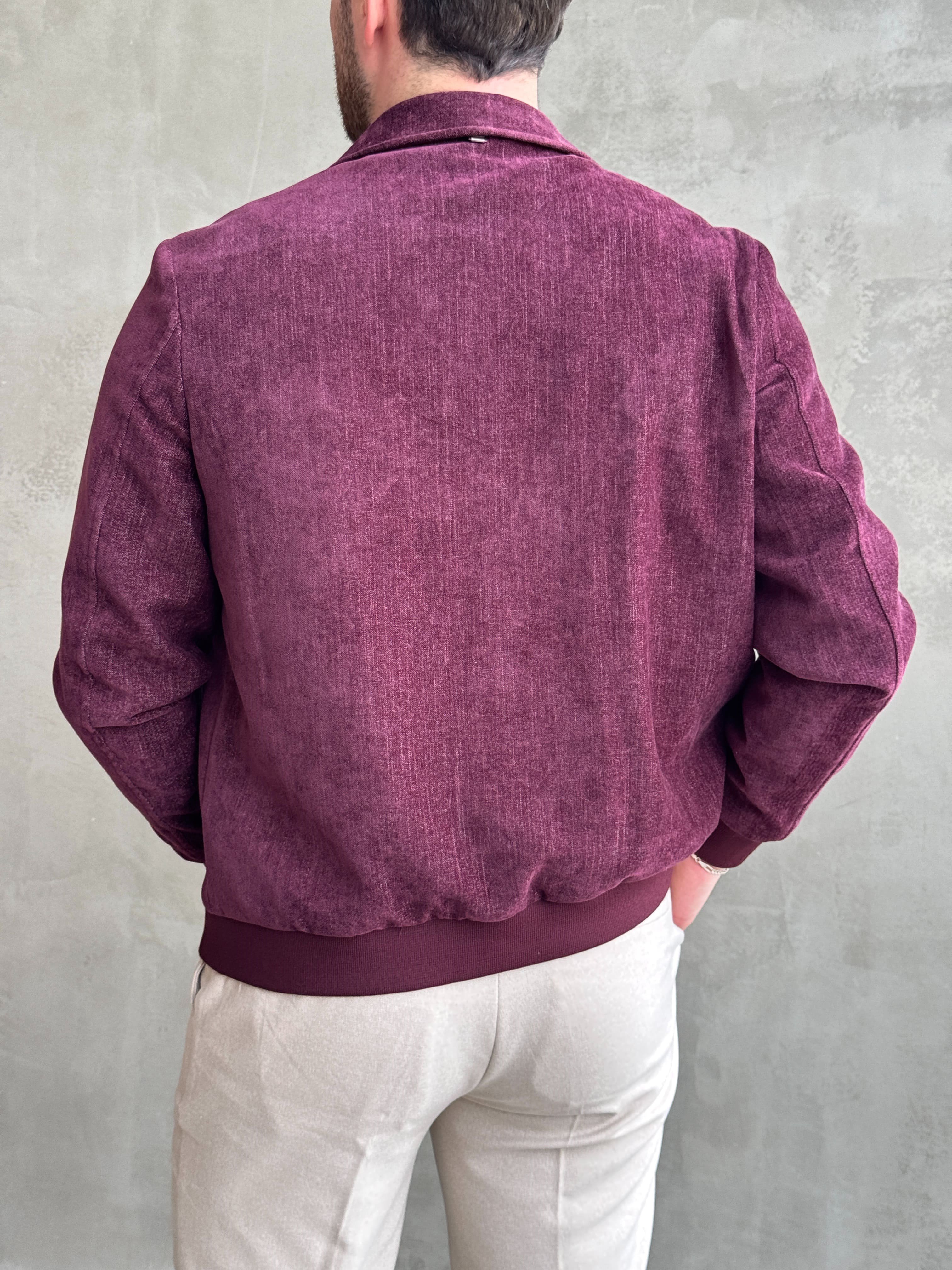 Erkek Business Collection Regular Kalıp Yumuşak Dokulu Cep Detaylı Şönil Örme Kumaş Ceket-Bordo(E1854)Ketench