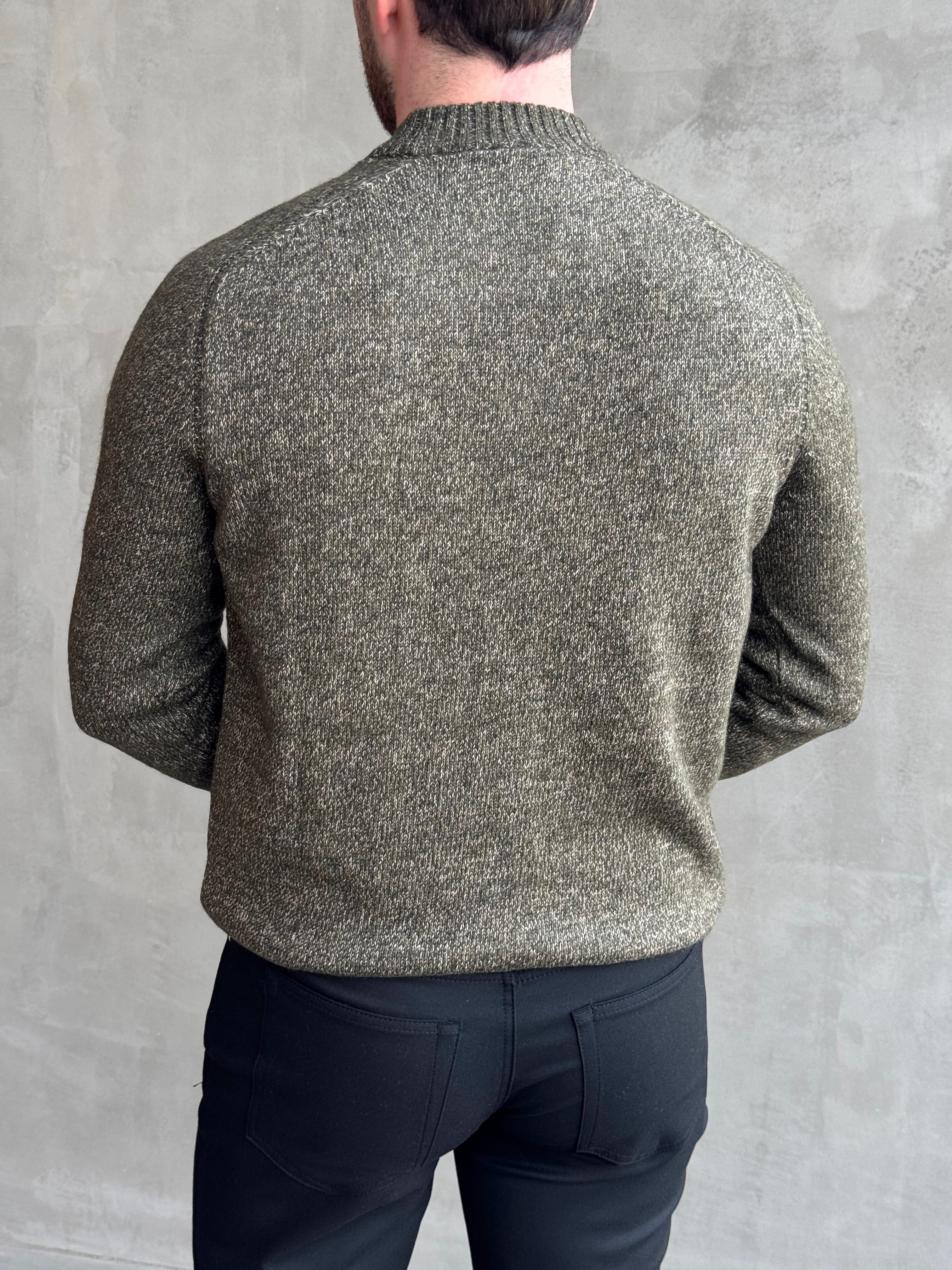 Erkek Business Collection Regular Kalıp Bisiklet Yaka Reglan Kol Triko Kazak-Haki(E1890)Ketench