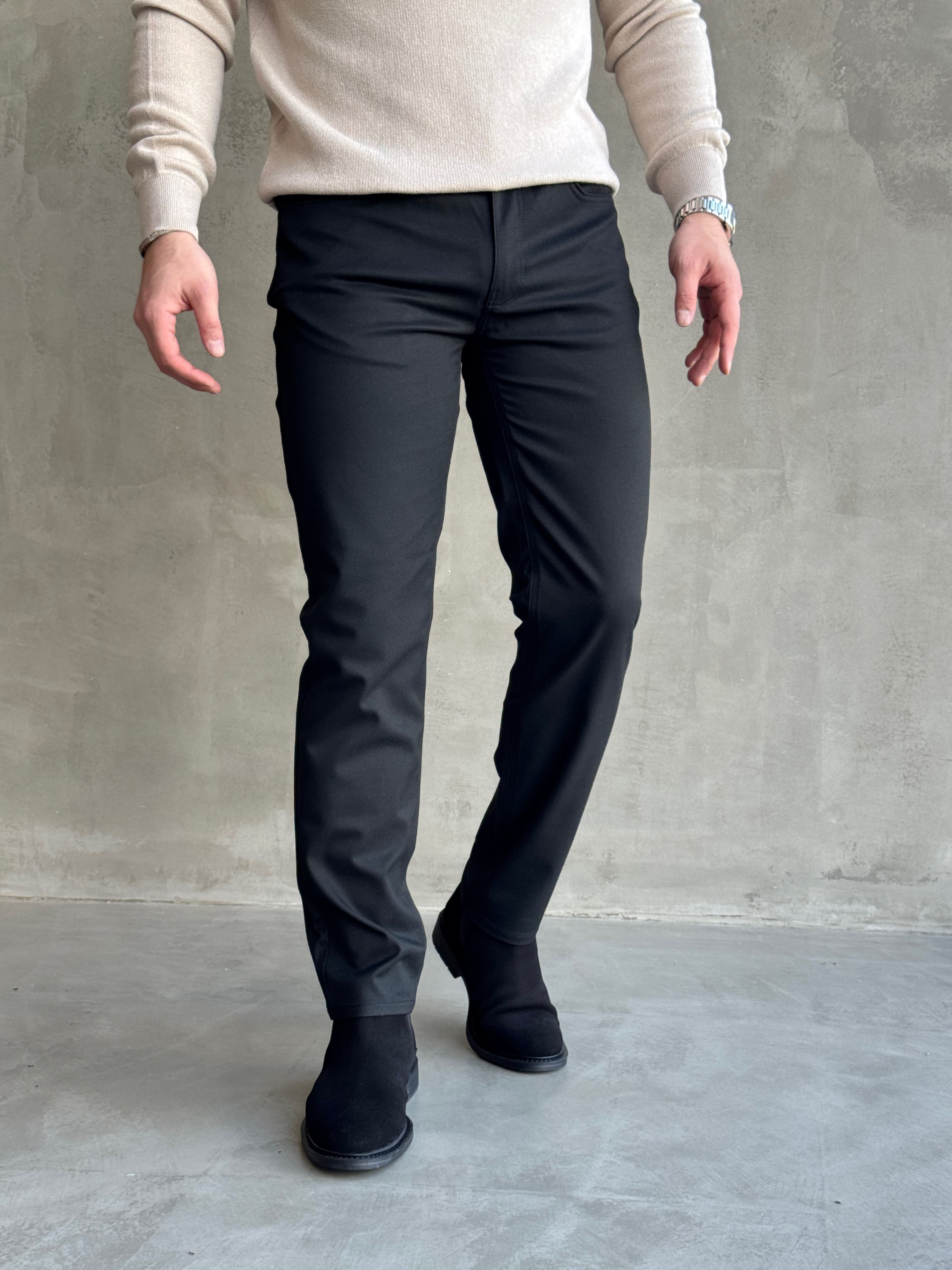 Erkek Business Collection Regular Kalıp Kışlık Kumaş Pantolon-Siyah(E1860)Ketench