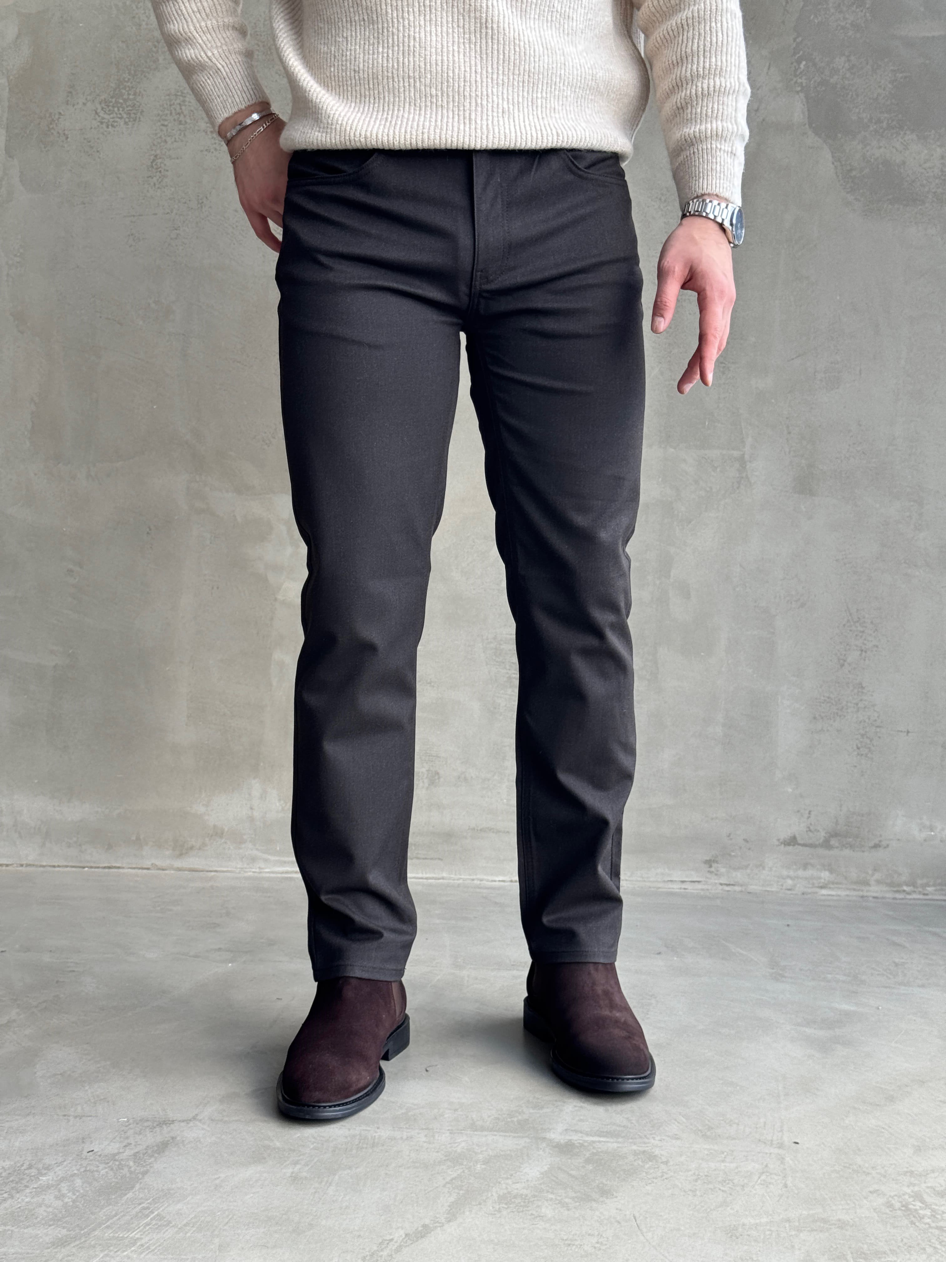Erkek Business Collection Regular Kalıp Kışlık Kumaş Pantolon-Kahverengi(E1860)Ketench
