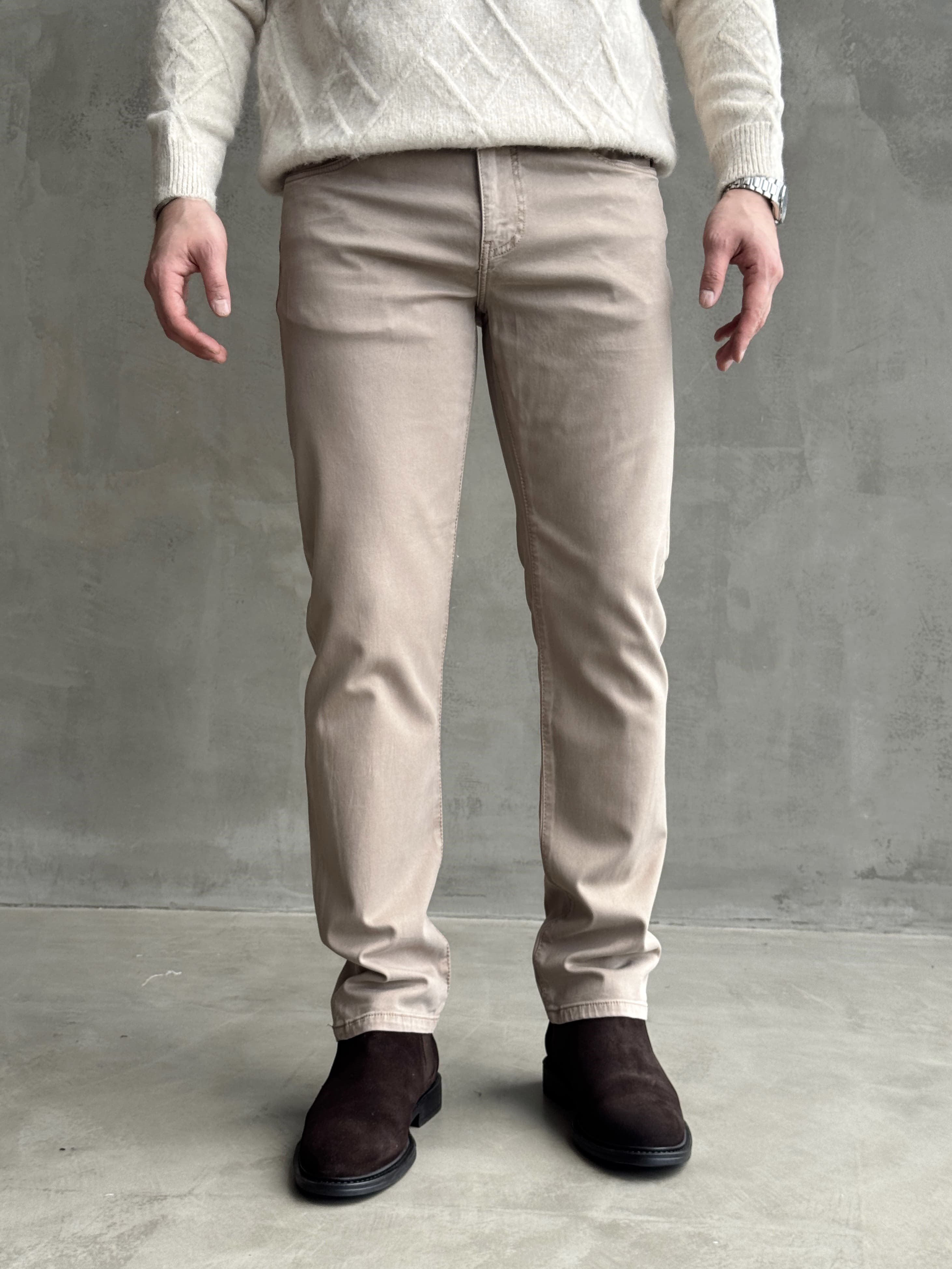 Erkek Business Collection Regular Kalıp Tencel Kumaş Yumuşak Dokulu Jean-Mink(E1858)Ketench