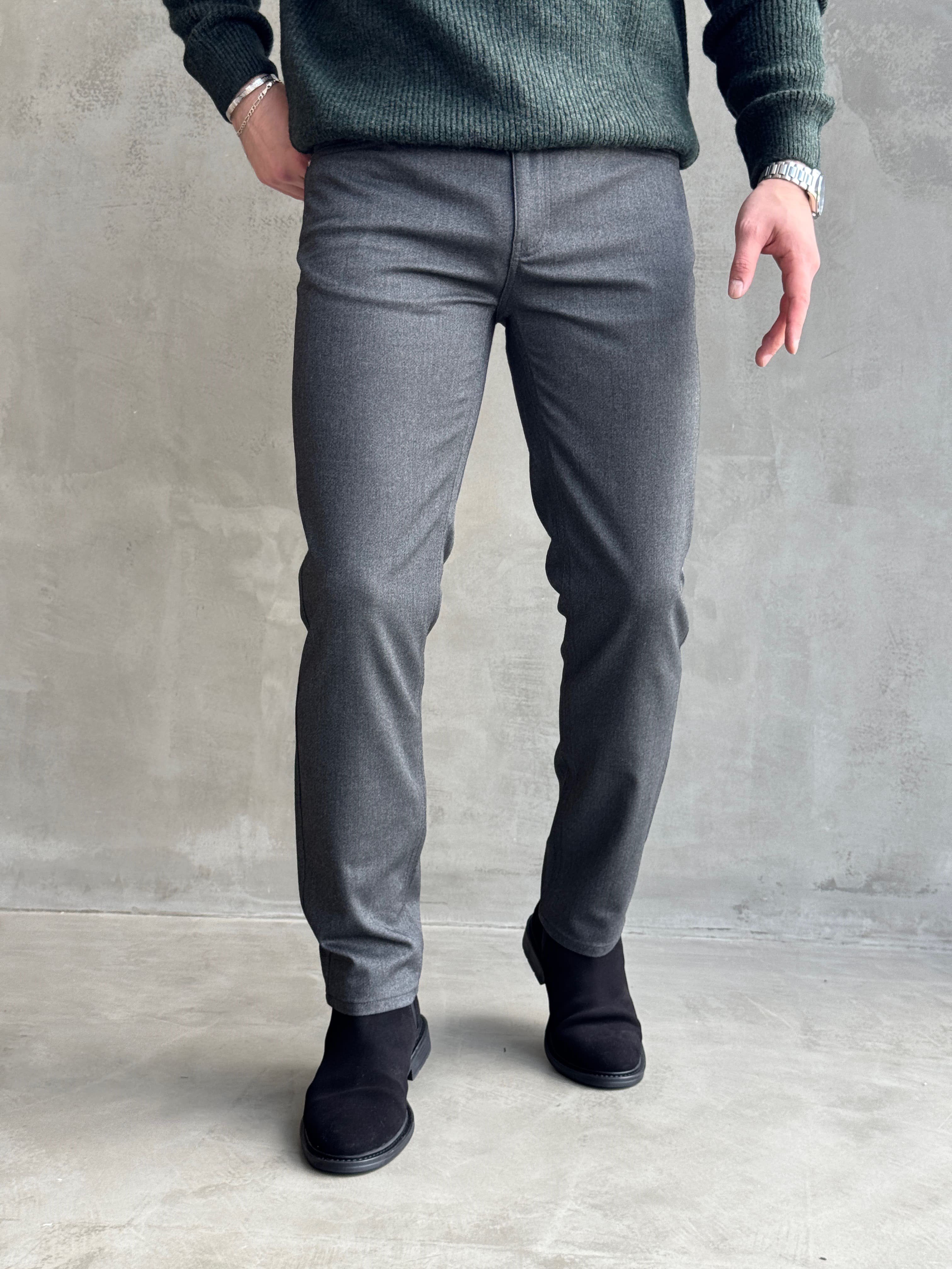 Erkek Business Collection Regular Kalıp Kışlık Kumaş Pantolon-Antrasit(E1860)Ketench