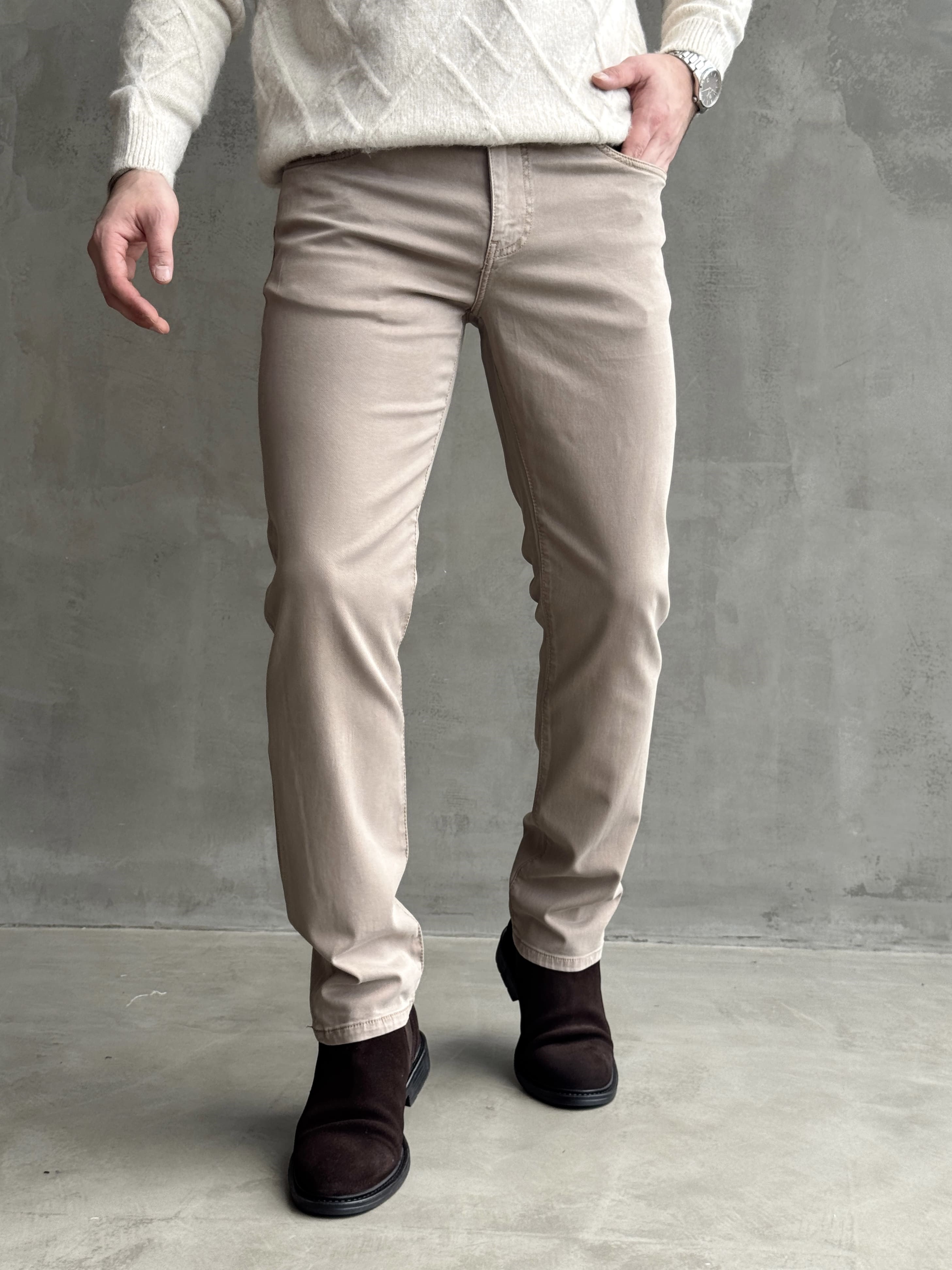 Erkek Business Collection Regular Kalıp Tencel Kumaş Yumuşak Dokulu Jean-Mink(E1858)Ketench